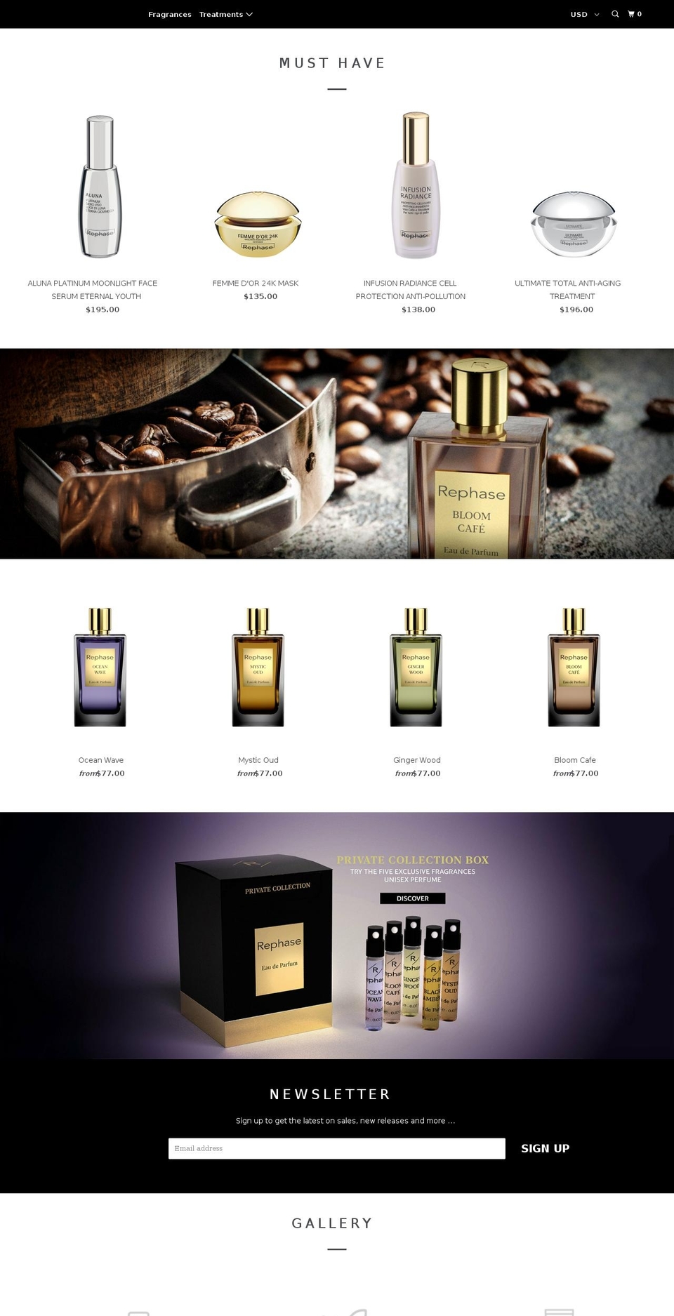 rephase-cosmetics.myshopify.com shopify website screenshot
