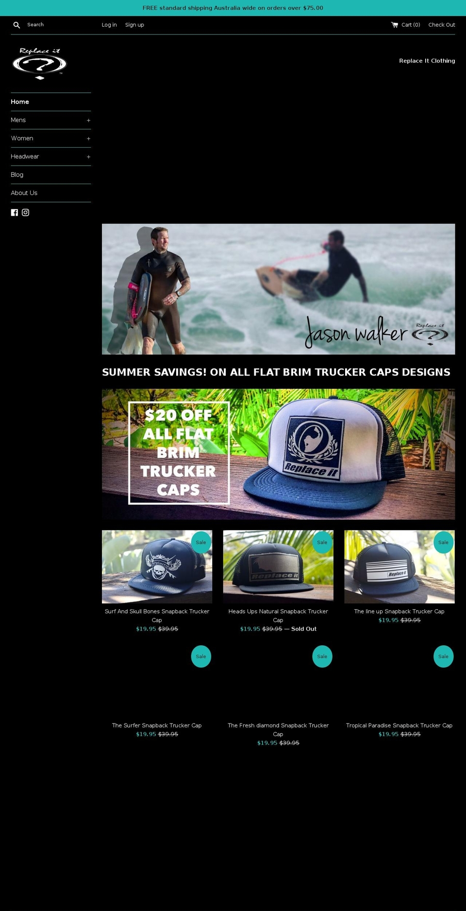 replaceitclothing.com — Shopify storefront screenshot