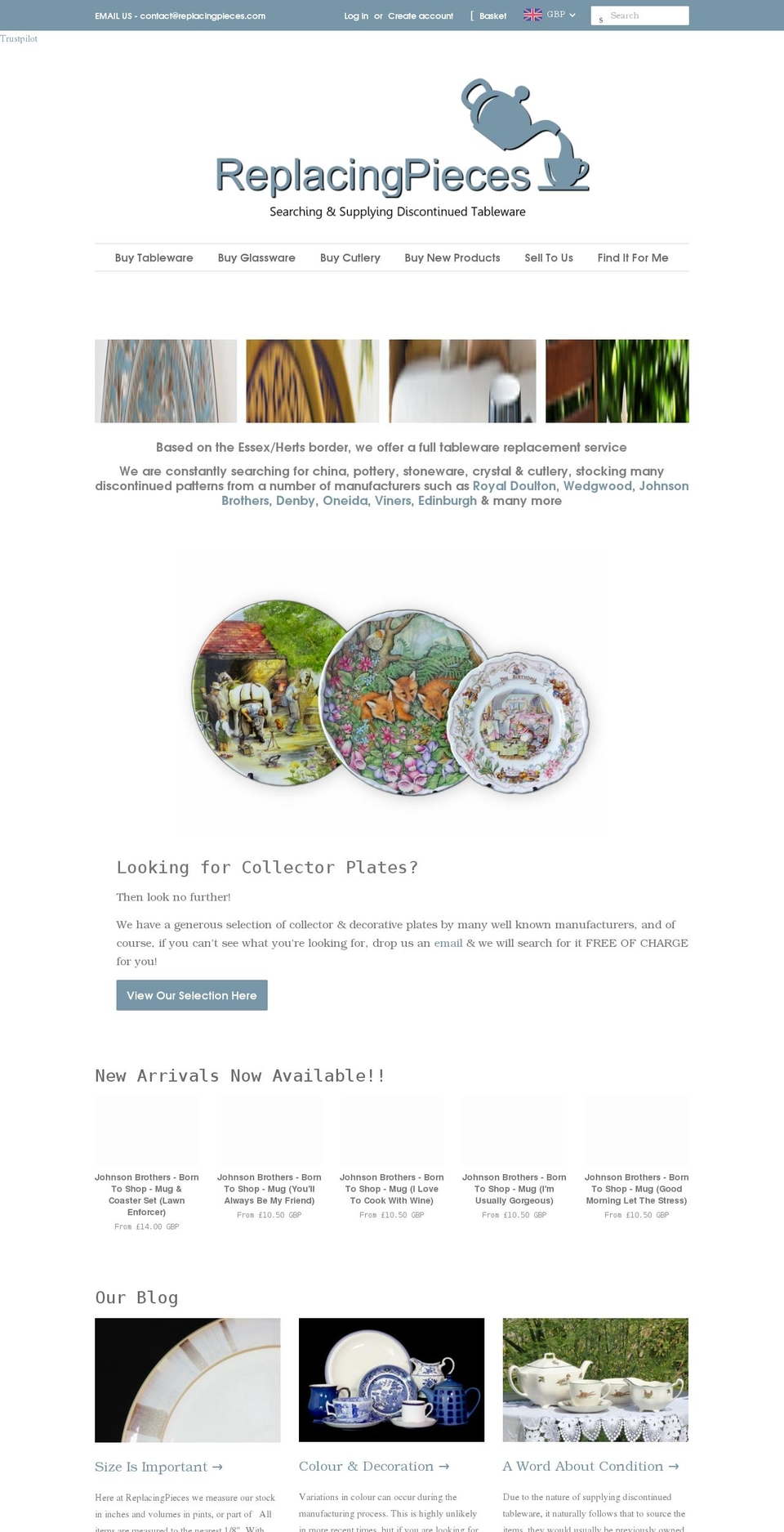 replacingpieces.com — Shopify storefront screenshot