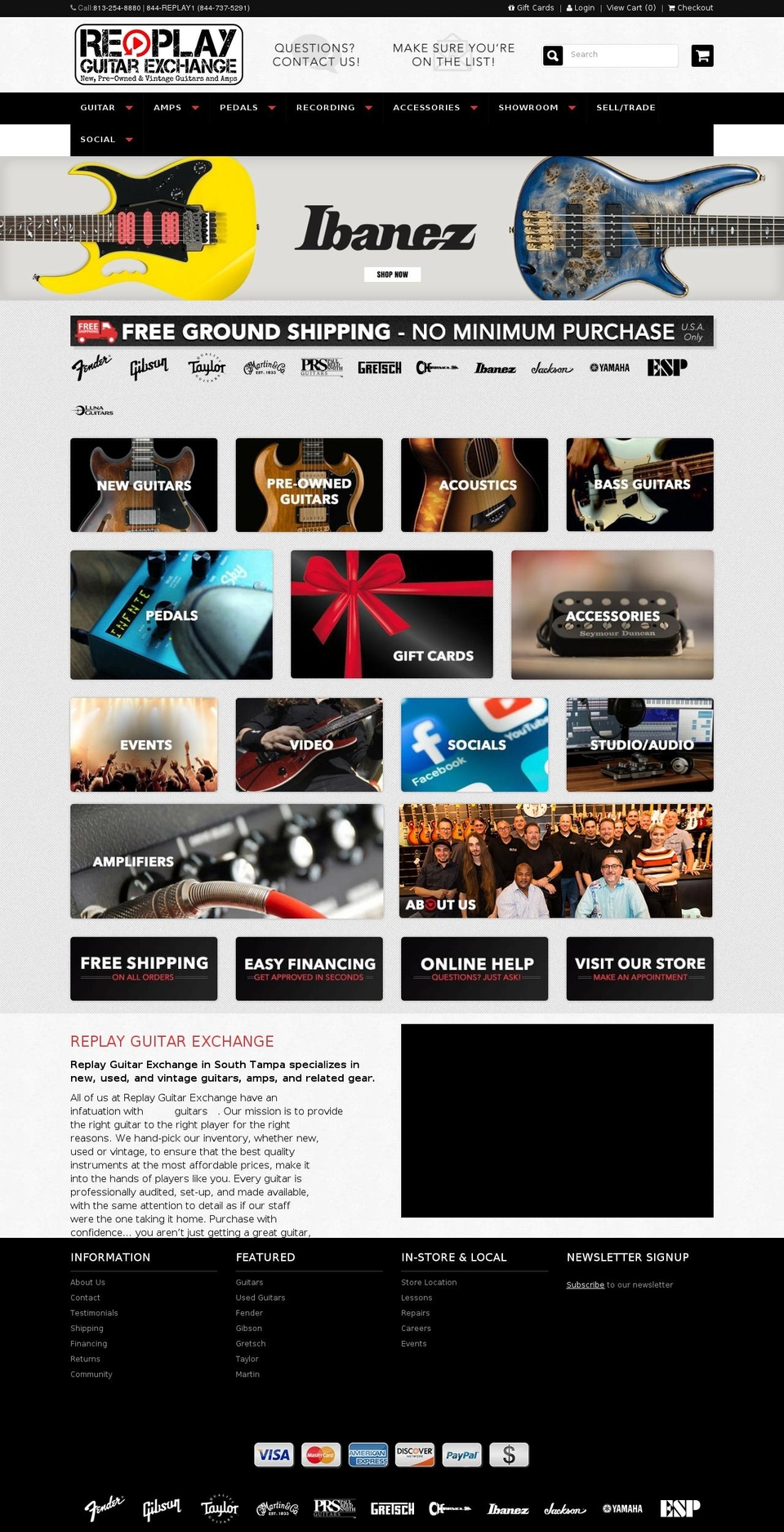 Replay v11 Shopify theme site example replayguitarexchange.com