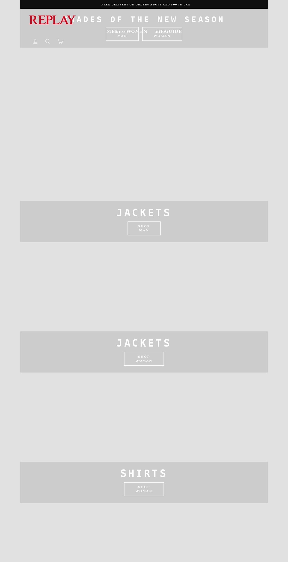 replayjeans.ae shopify website screenshot