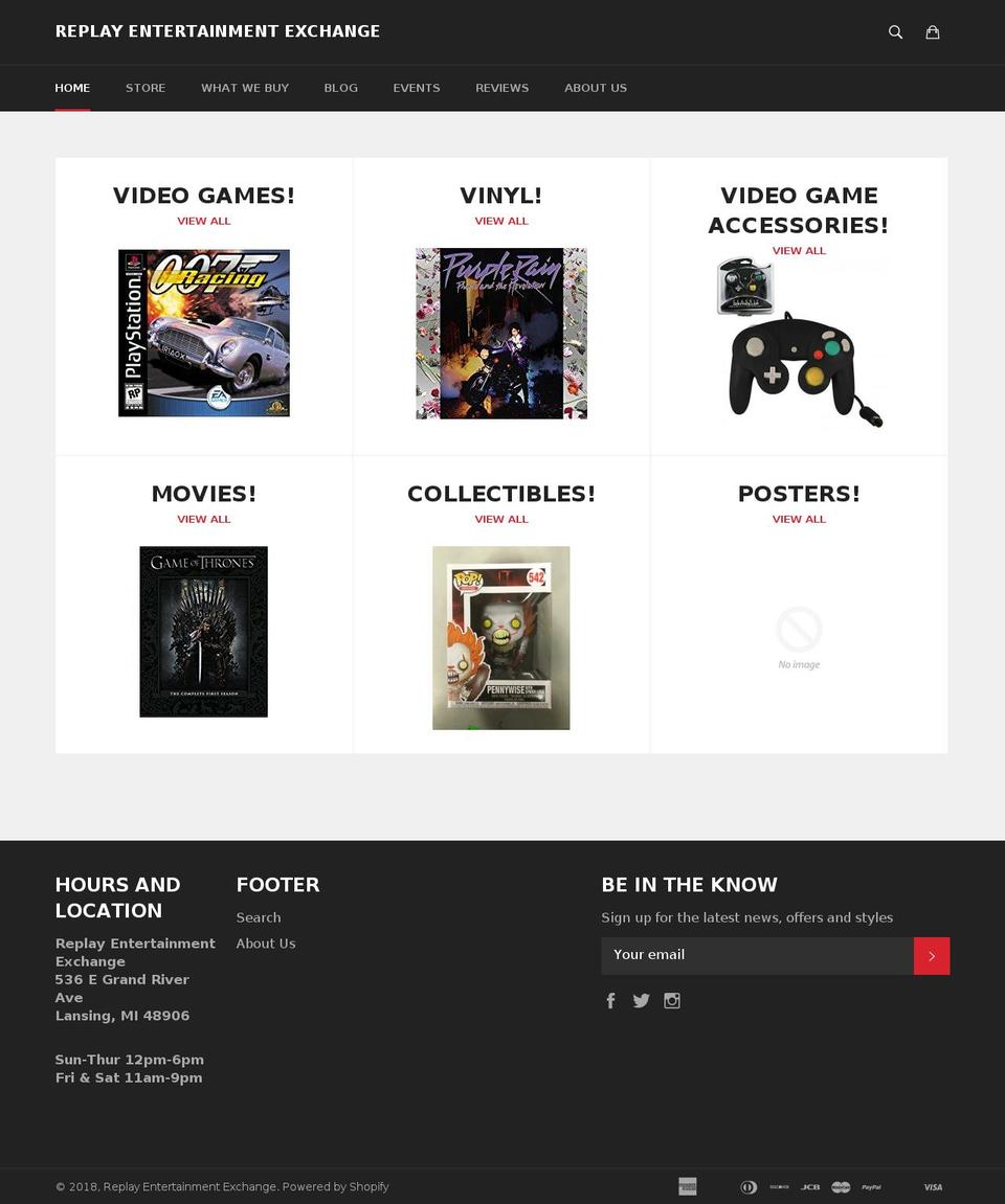 replaylansing.com shopify website screenshot