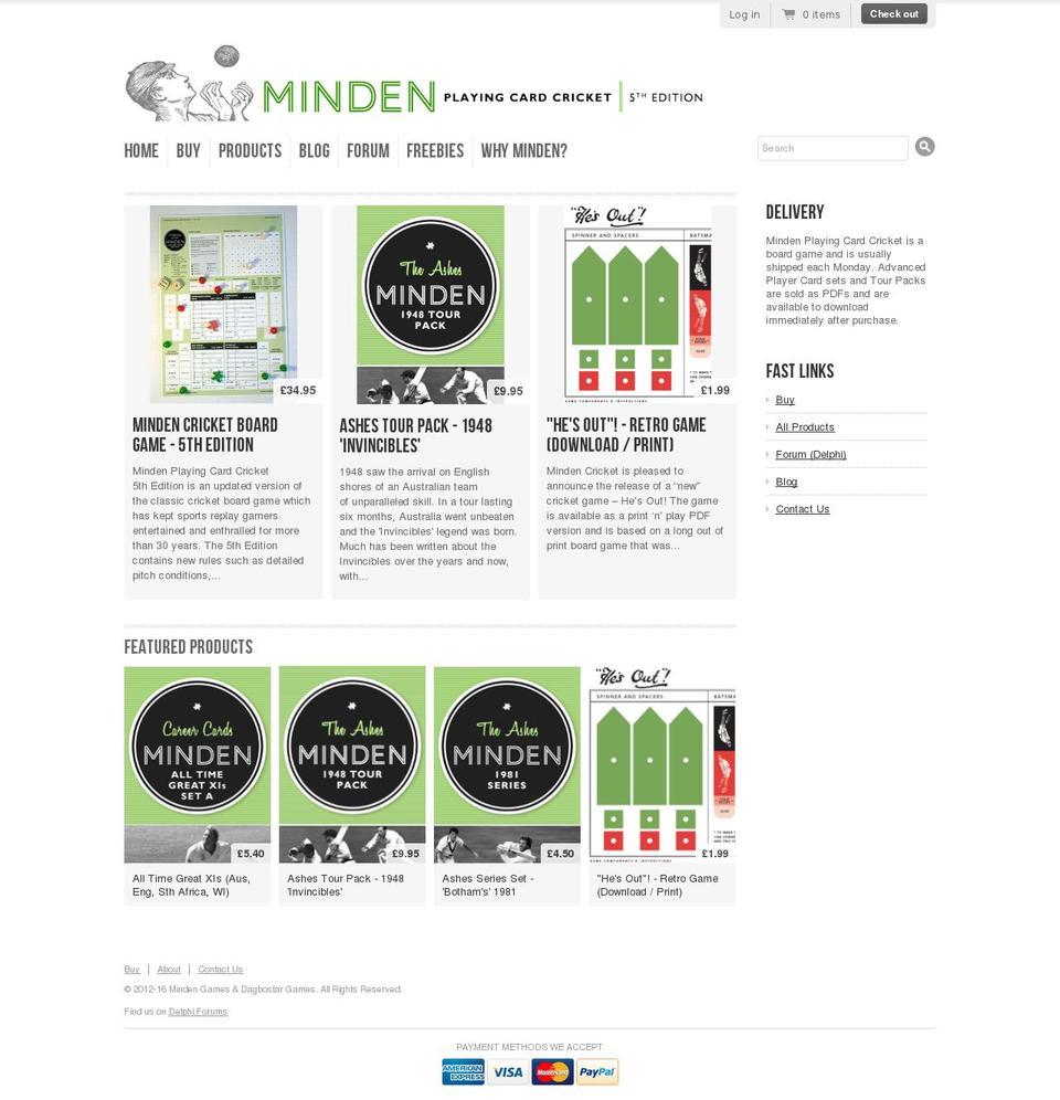 Minden Cricket - Customised by dd and I Shopify theme site example replaysportgames.com