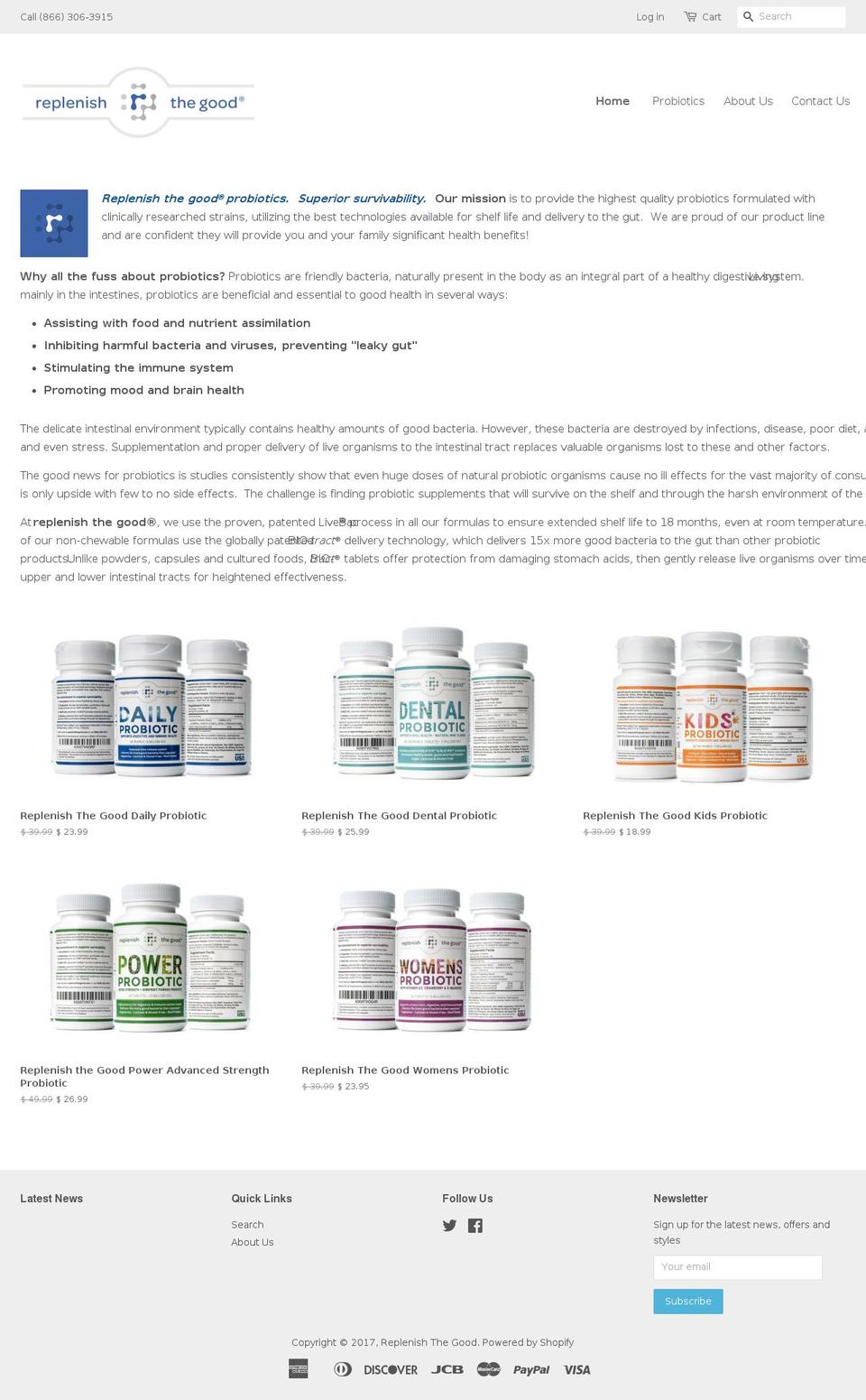 replenishthegood.com shopify website screenshot