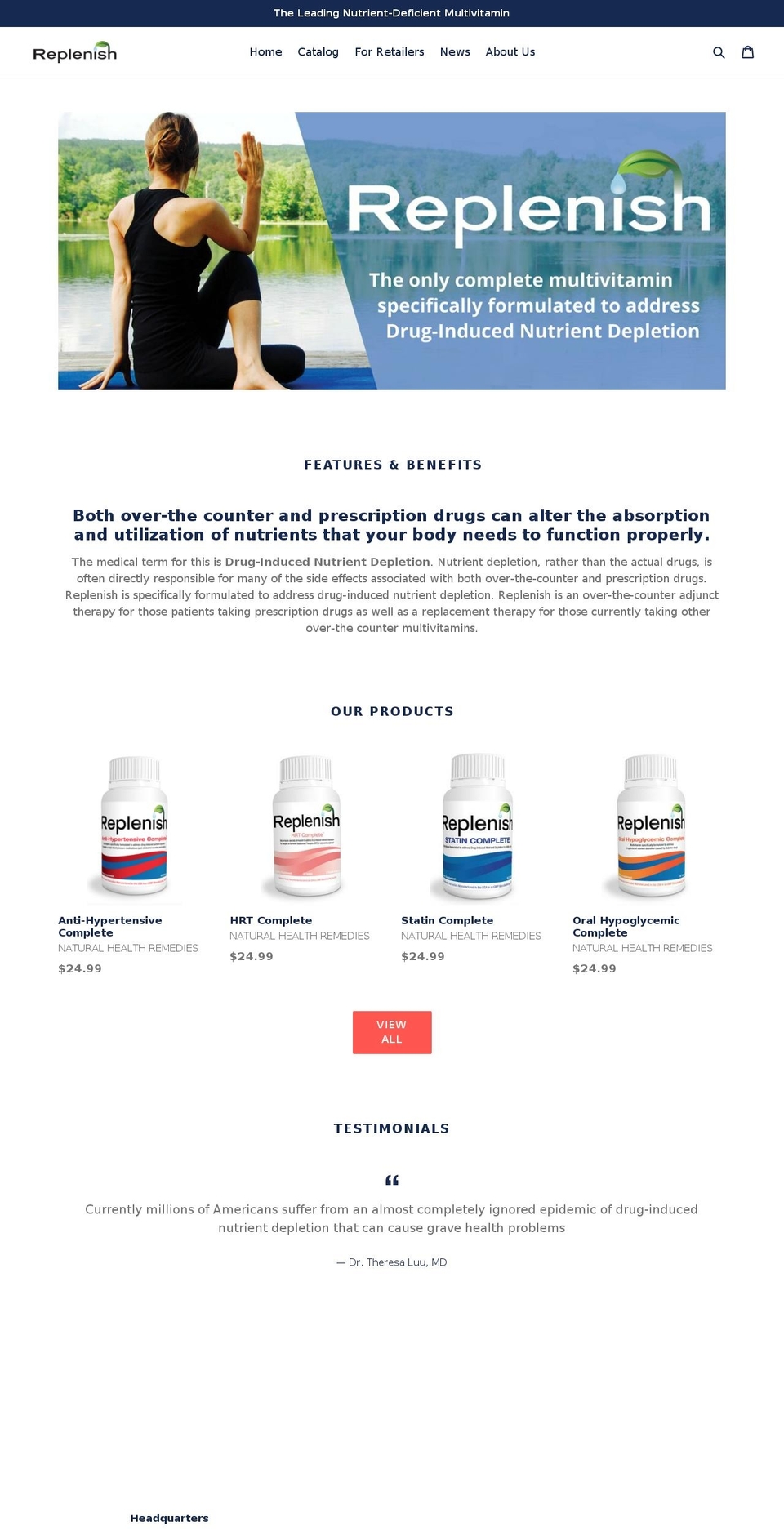 replenishvitamins.com — Shopify storefront screenshot