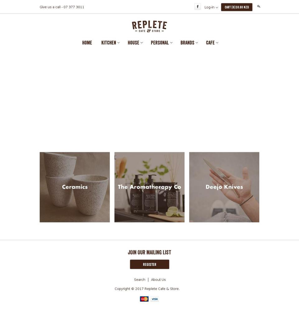 replete.co.nz shopify website screenshot