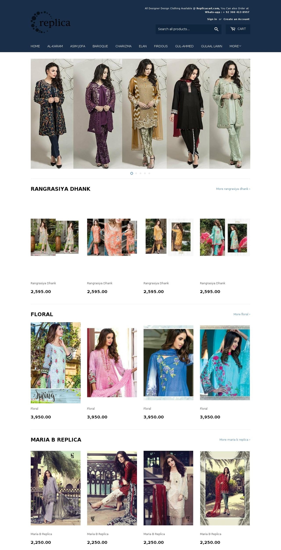 replicacart.com shopify website screenshot