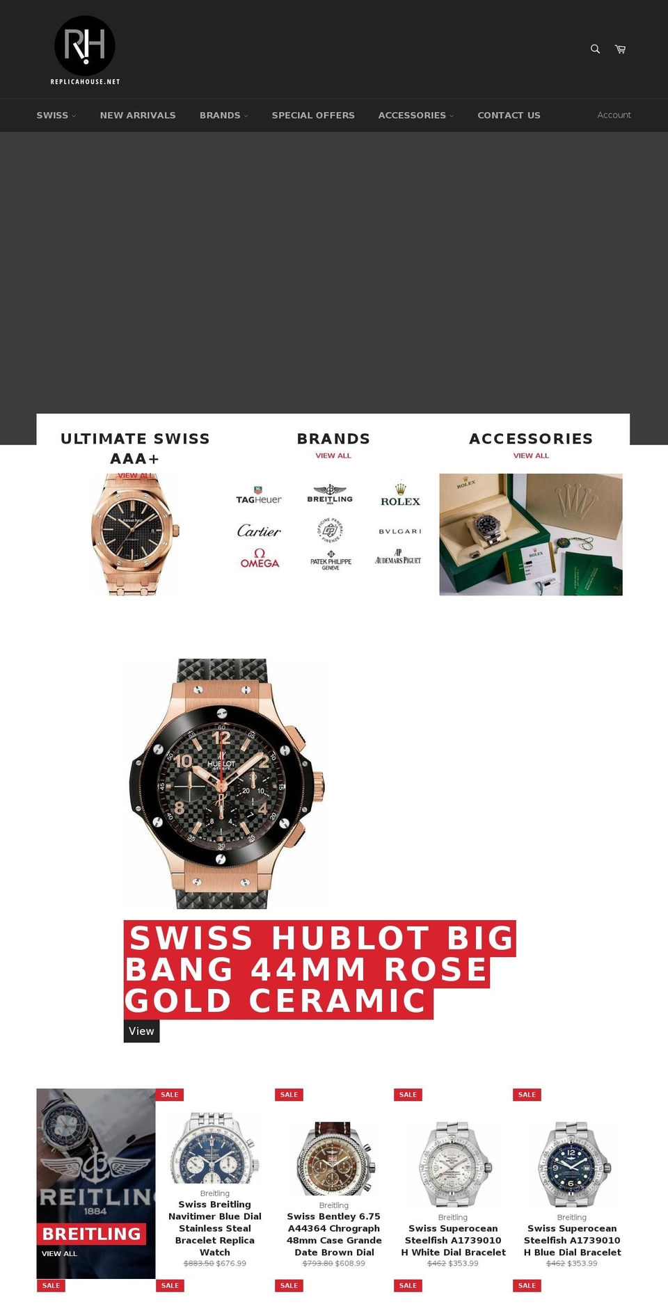 replicahouse.net shopify website screenshot