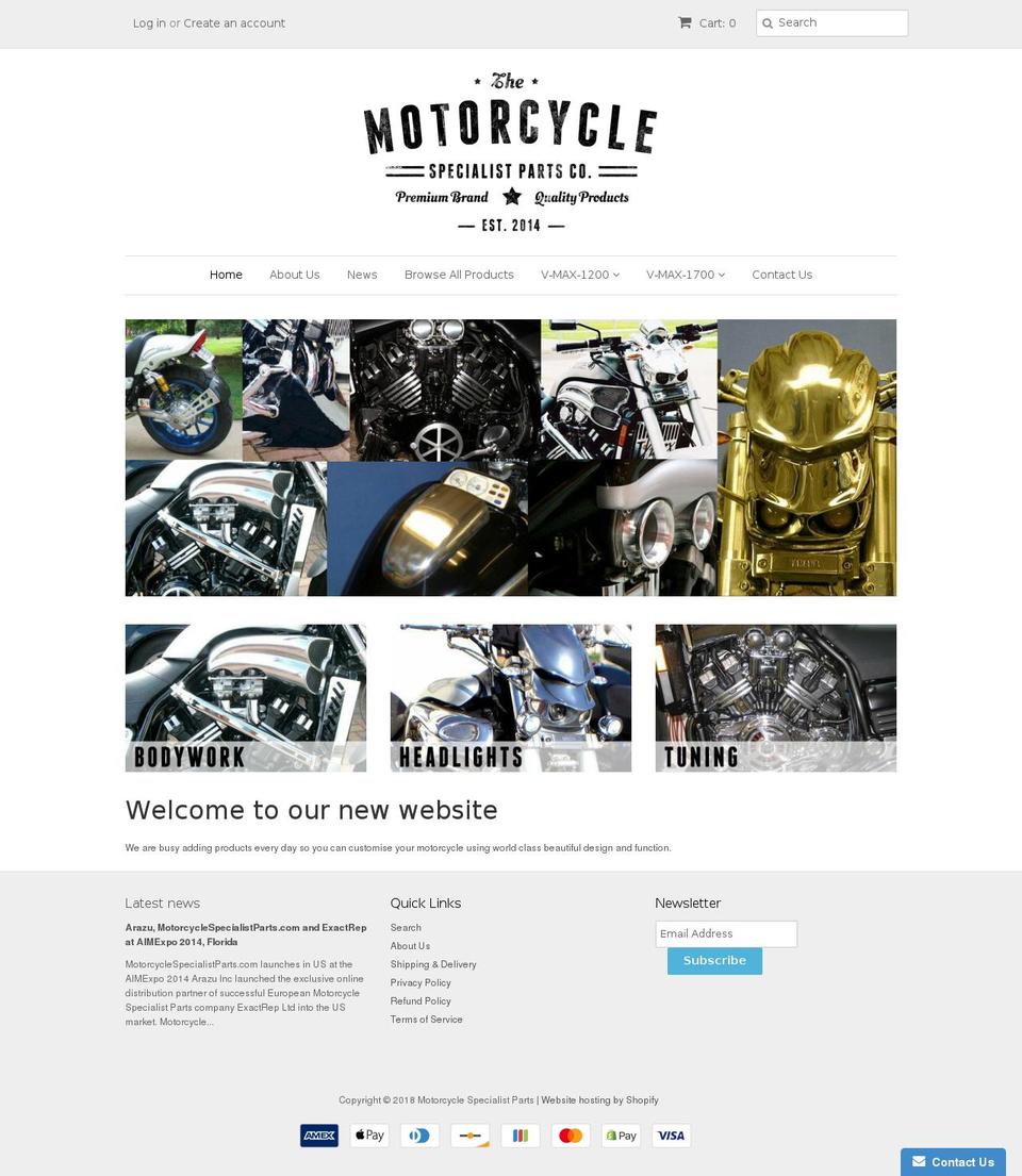 replicamotorcycleparts.com shopify website screenshot