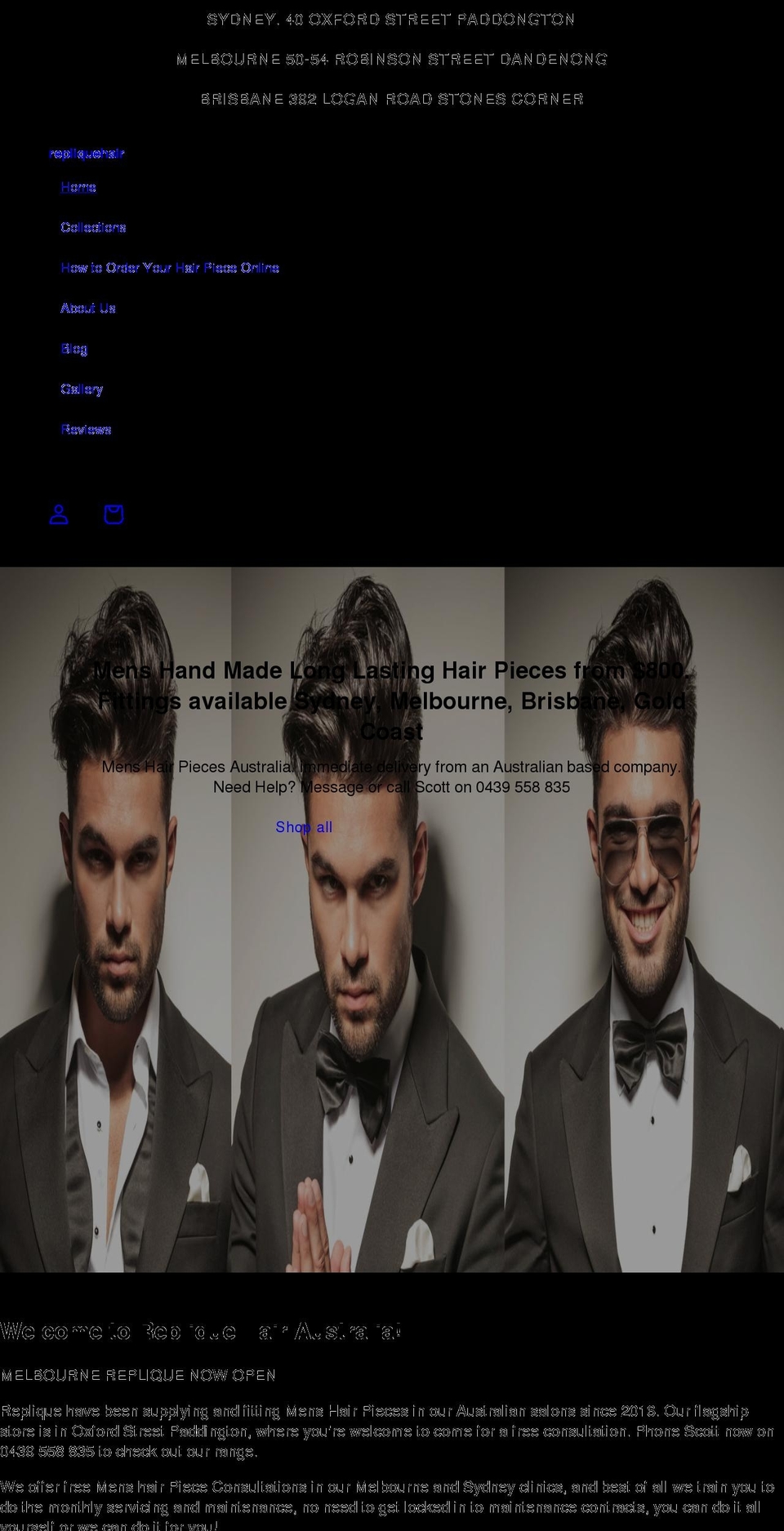 repliquehair.com shopify website screenshot