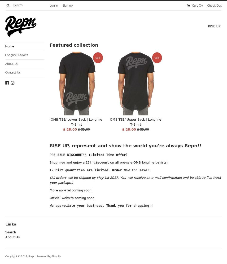 repnclothing.com shopify website screenshot