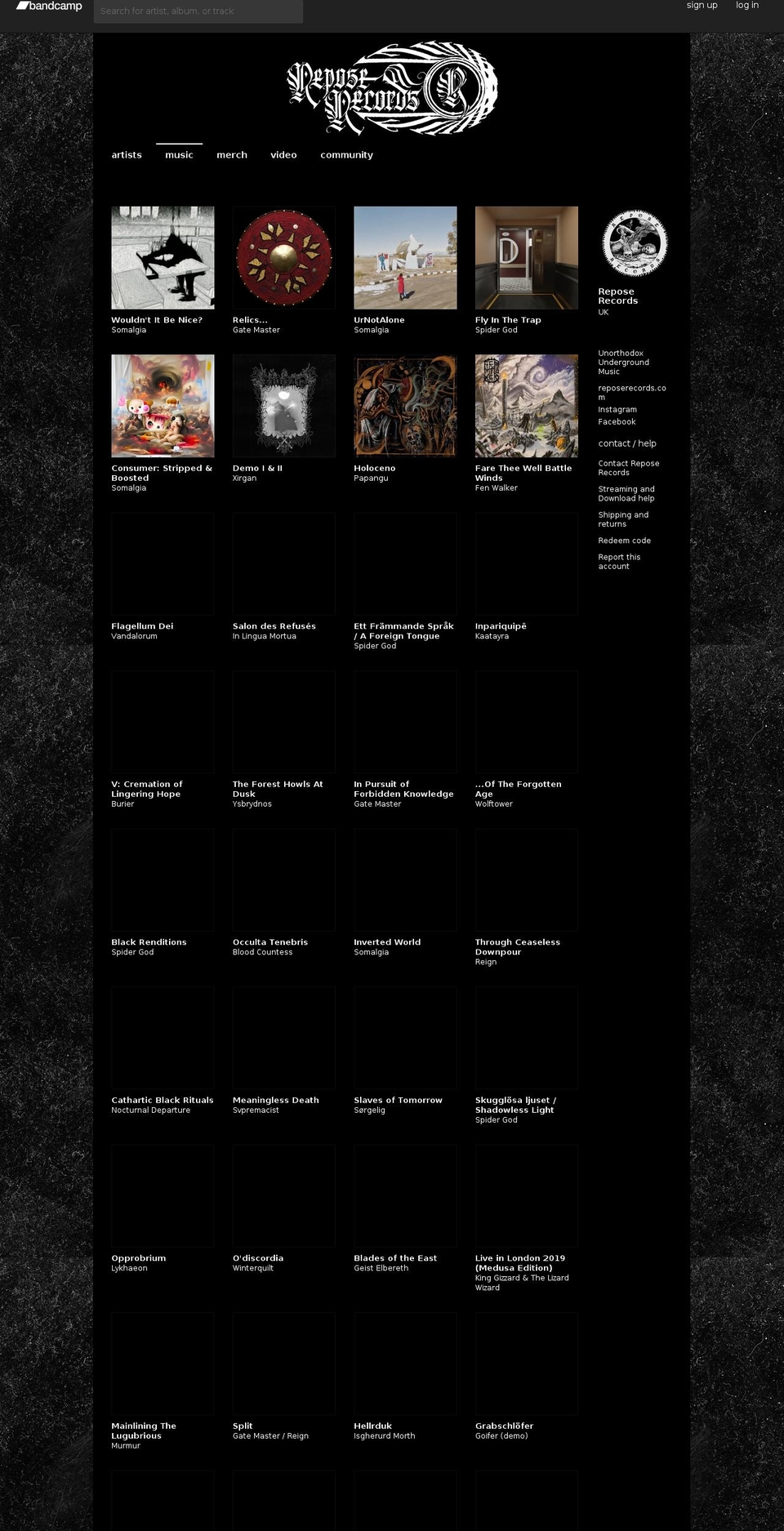 reposerecords.com shopify website screenshot