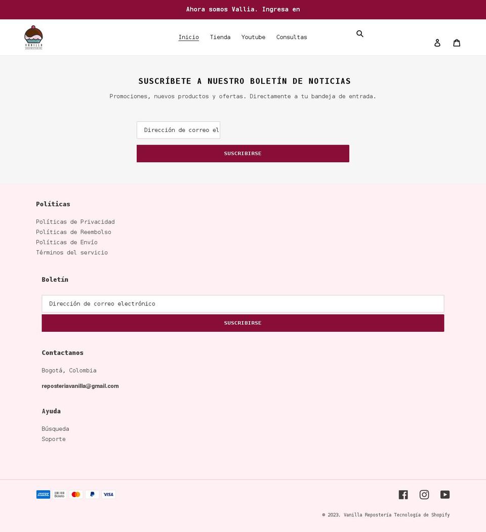 reposteriavanilla.com shopify website screenshot