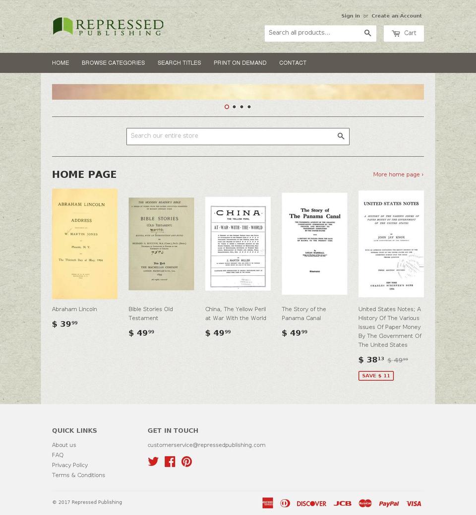 repressedpublishing.co shopify website screenshot