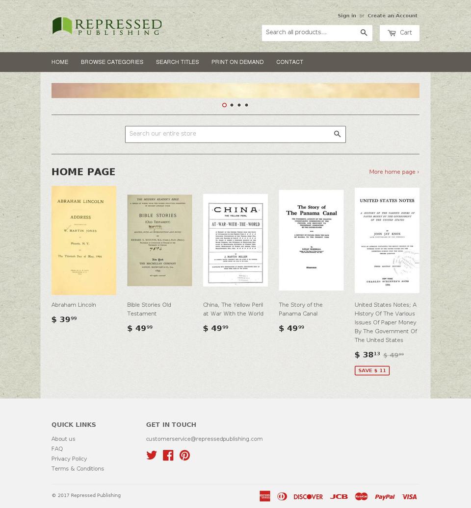 repressedpublishing.us shopify website screenshot