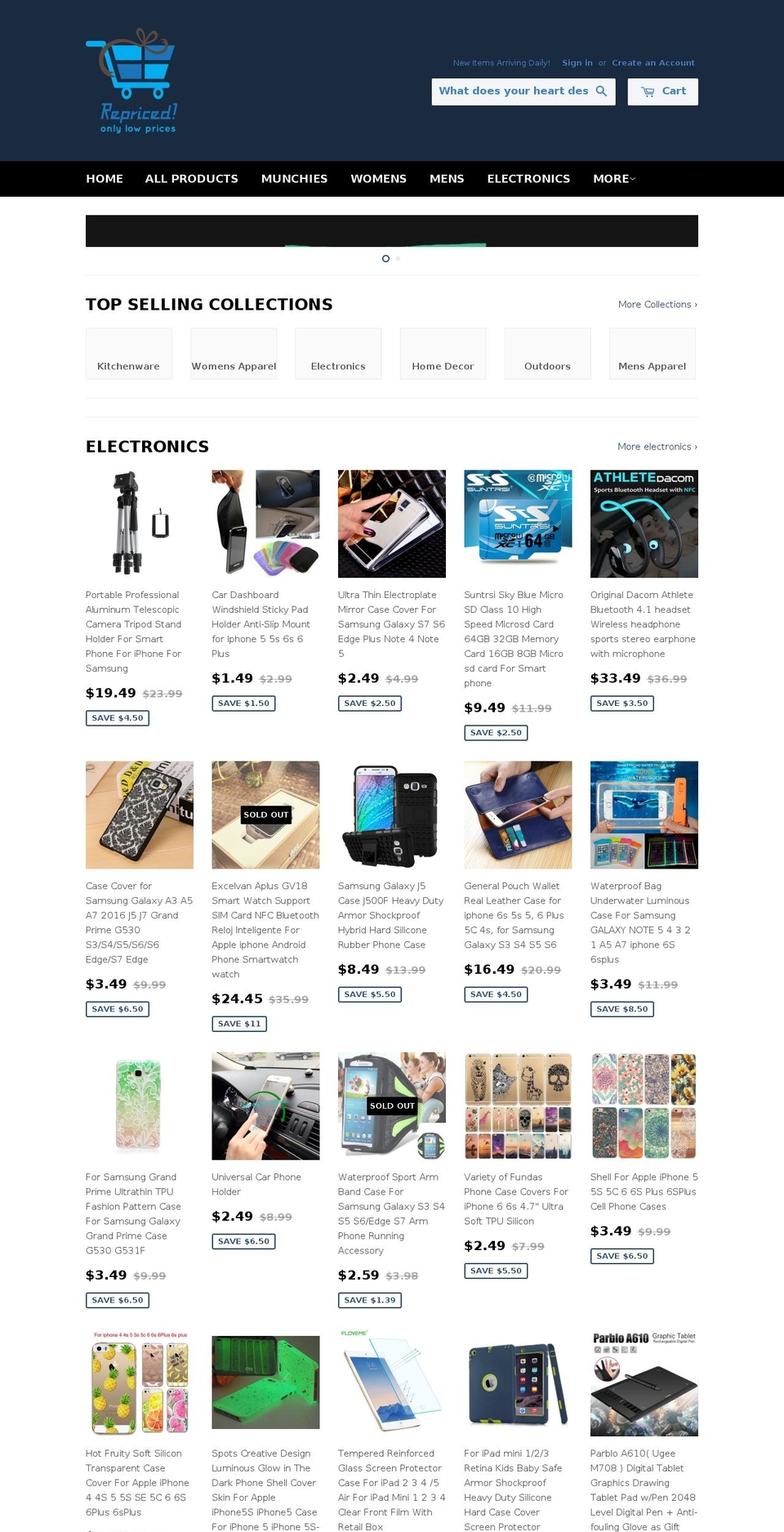 repriced.net shopify website screenshot