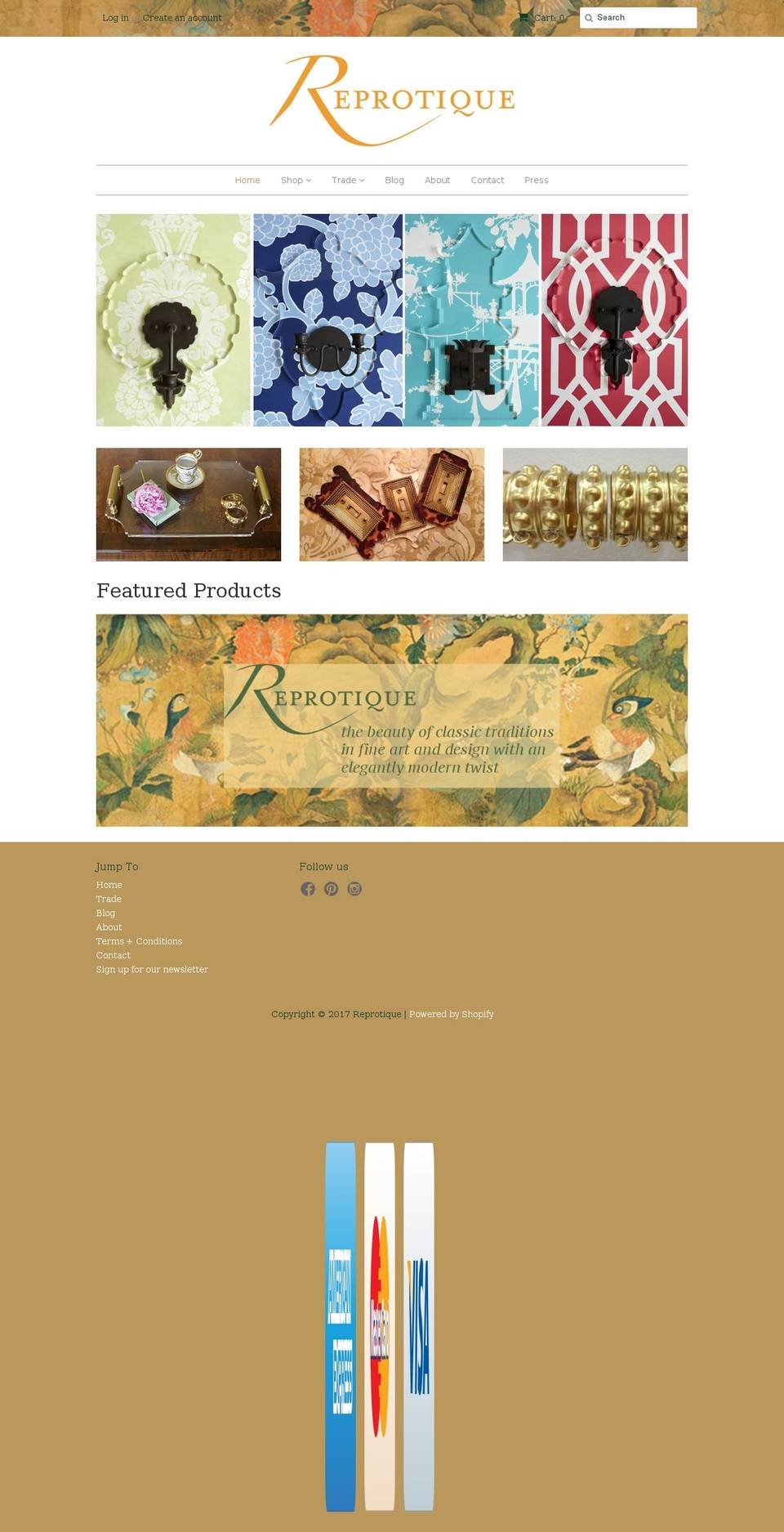 reprotiqueart.com shopify website screenshot