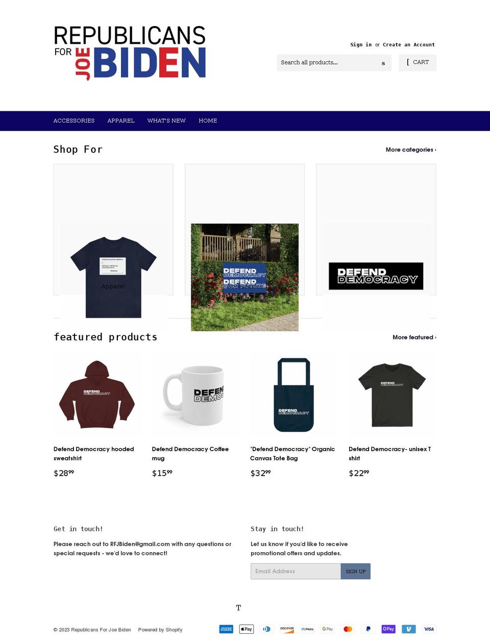 reps4biden.com shopify website screenshot