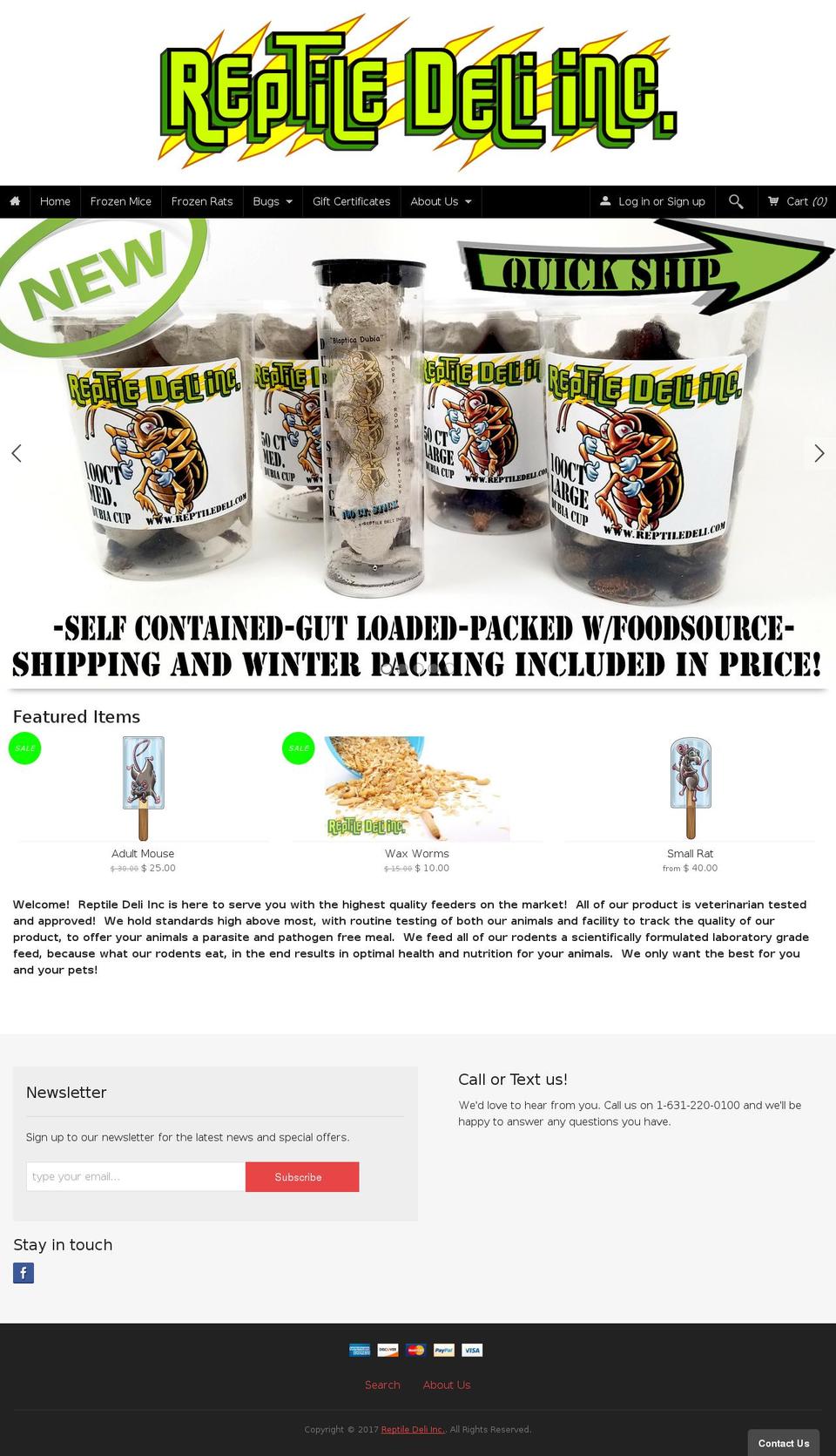 reptiledeli.com shopify website screenshot