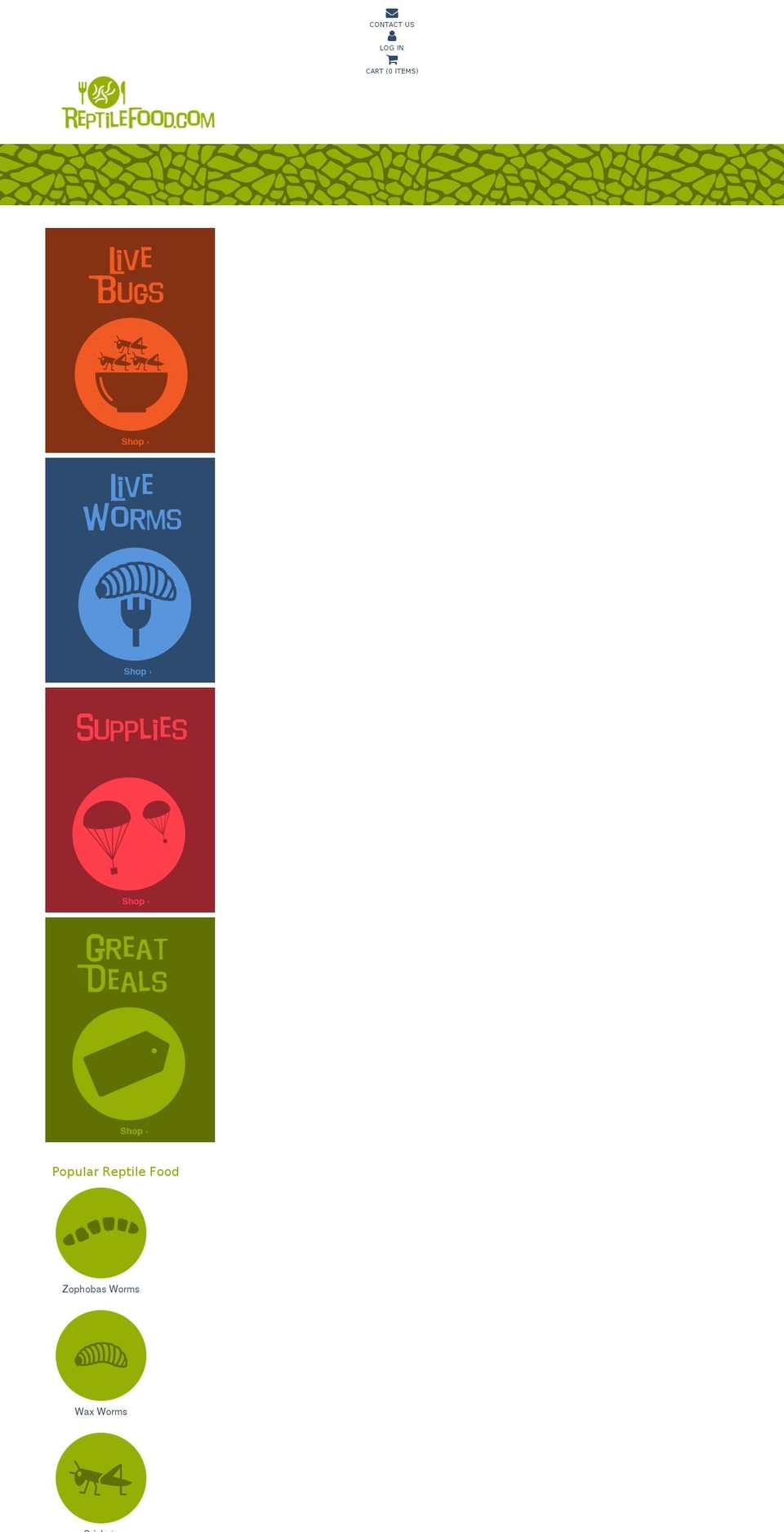 reptilefood.com shopify website screenshot