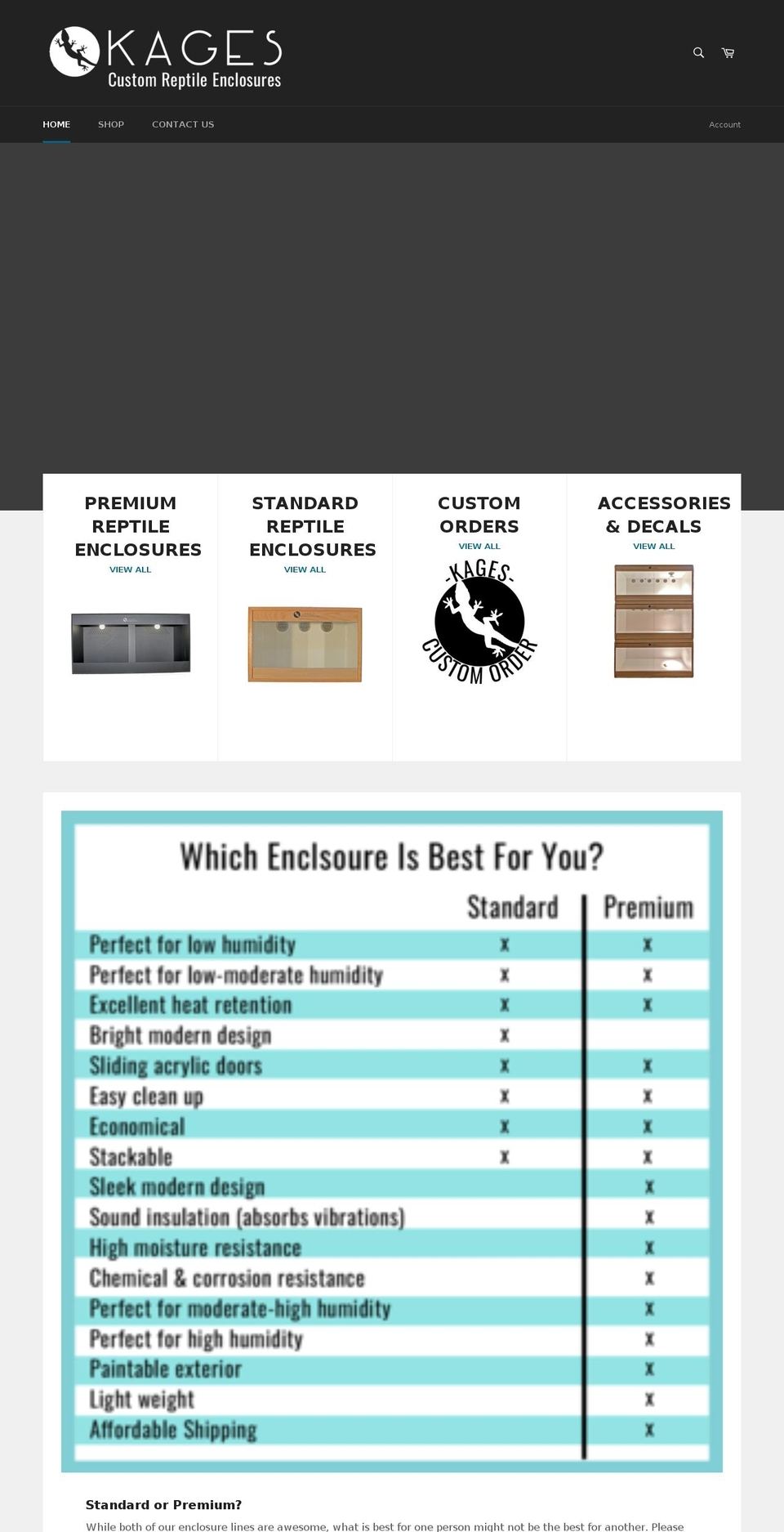 reptilekages.com shopify website screenshot