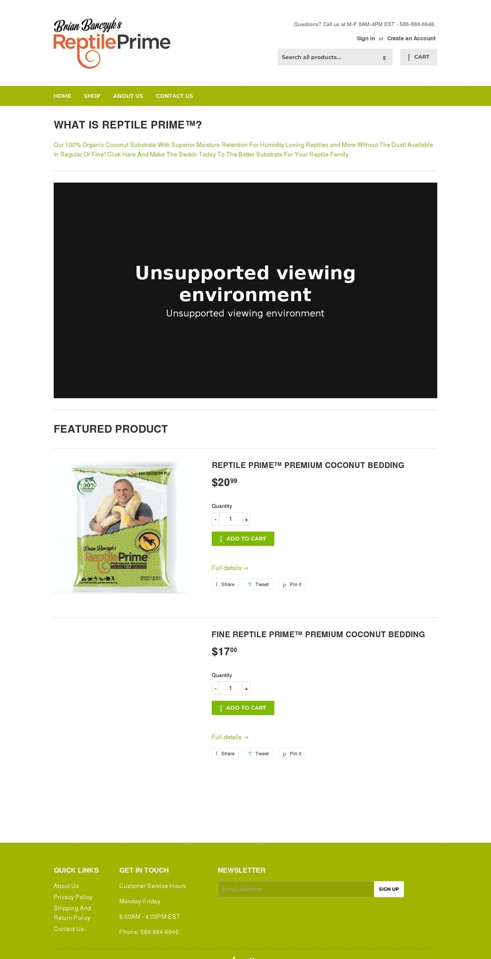reptileprime.com shopify website screenshot
