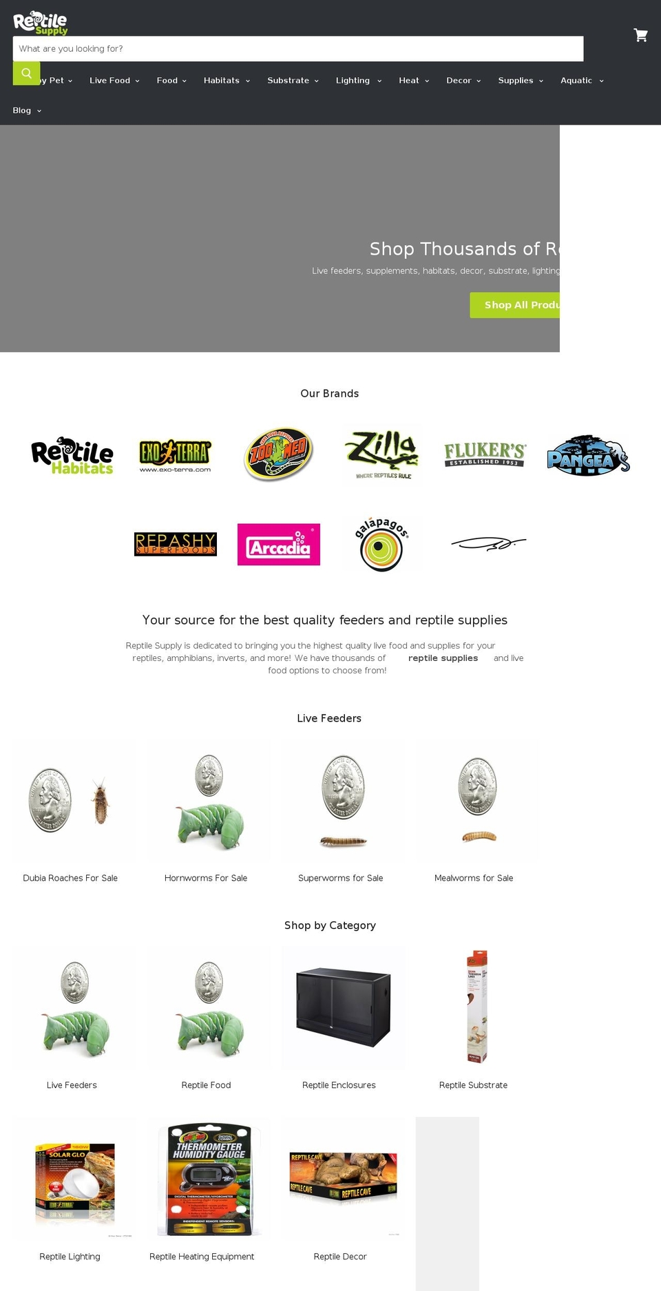 reptilesupply.com shopify website screenshot