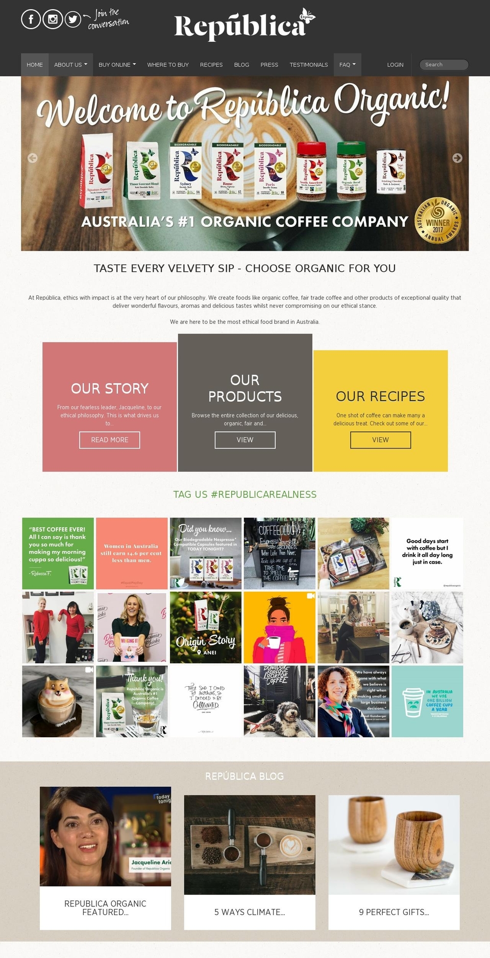 Theme2016 Shopify theme site example republicaorganic.com.au