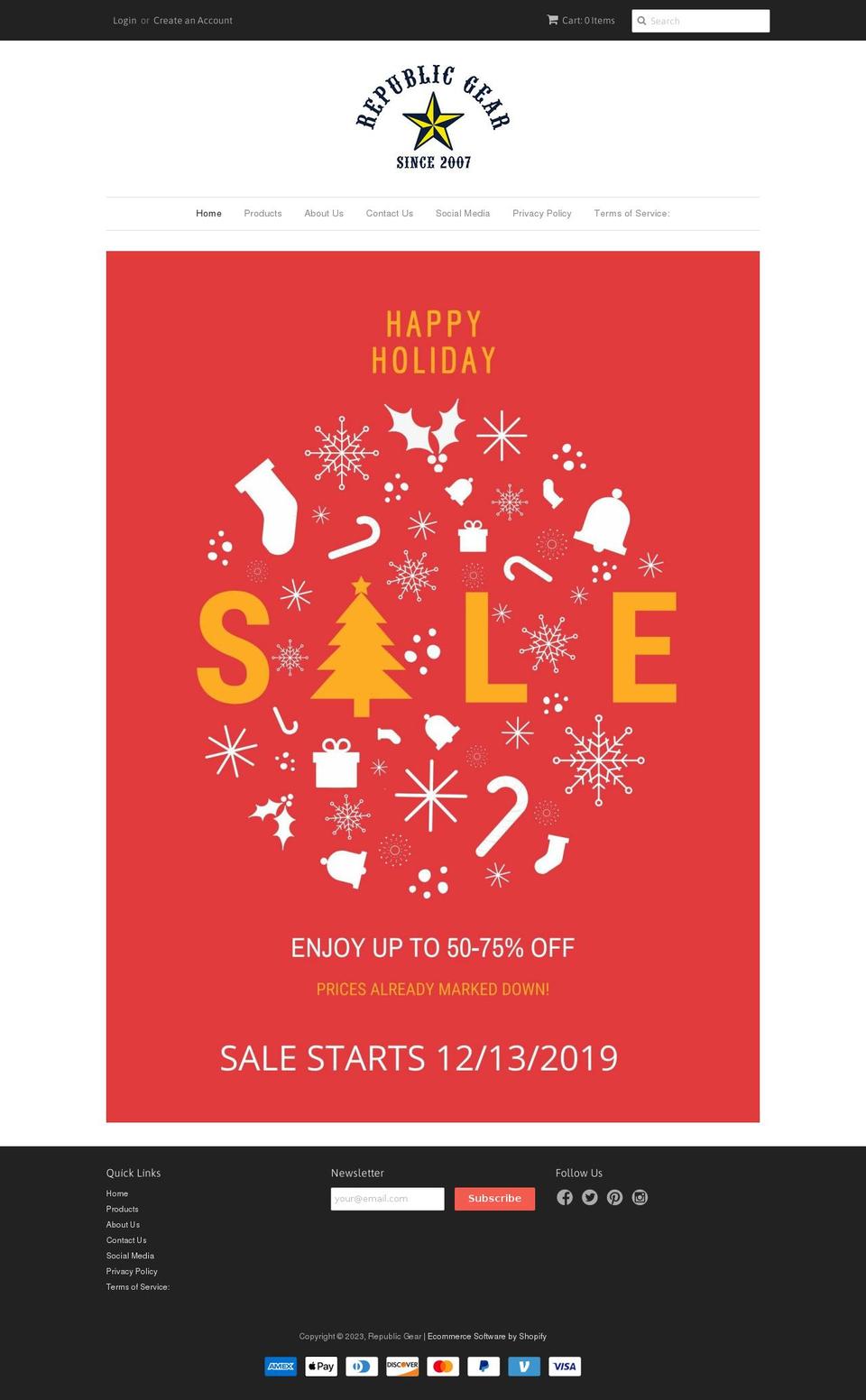 republicgear.com shopify website screenshot