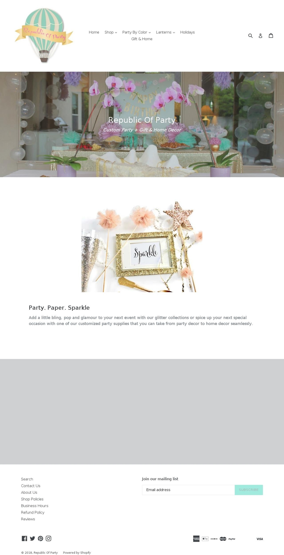 republicofparty.com shopify website screenshot