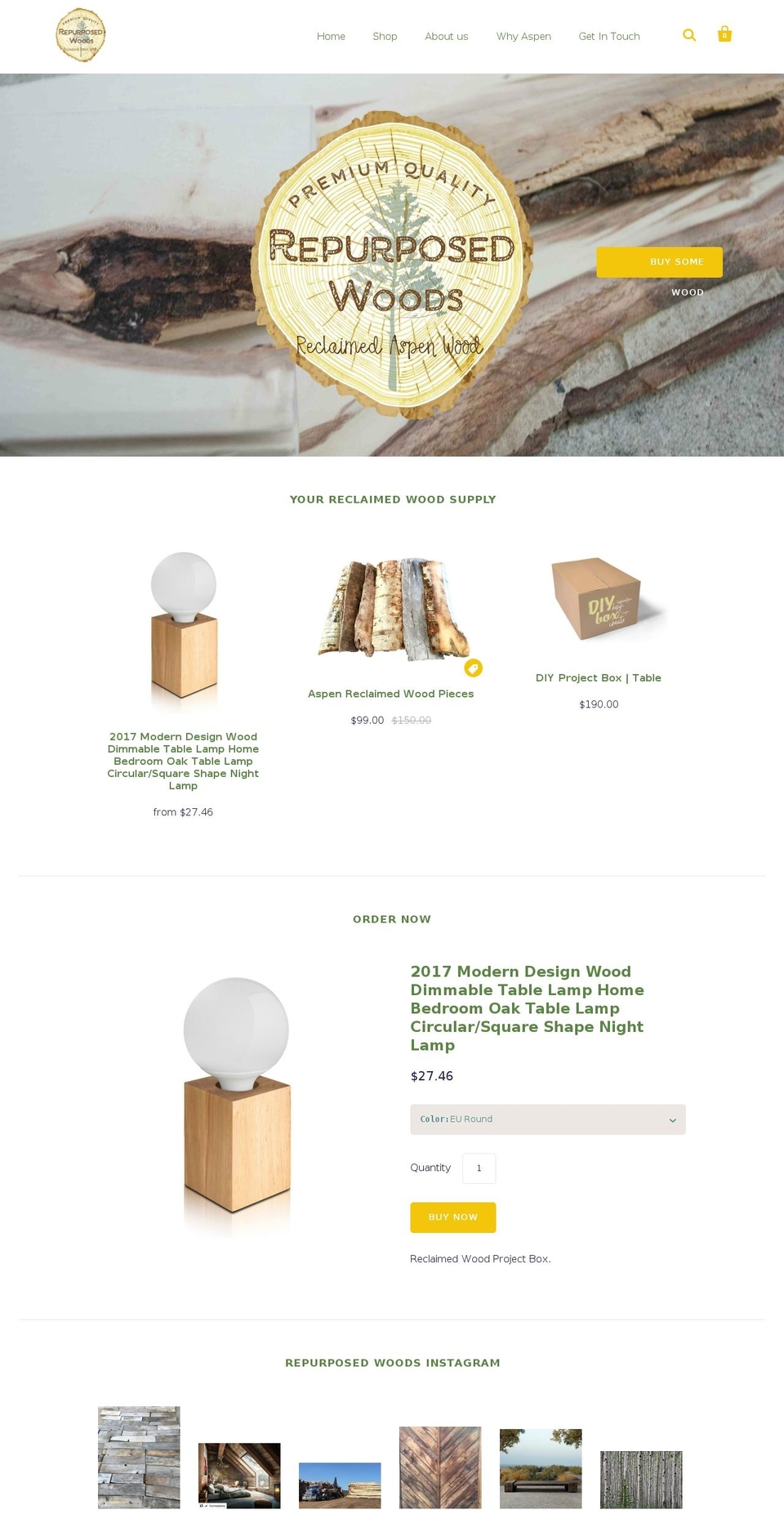 repurposedwoods.com — Shopify storefront screenshot