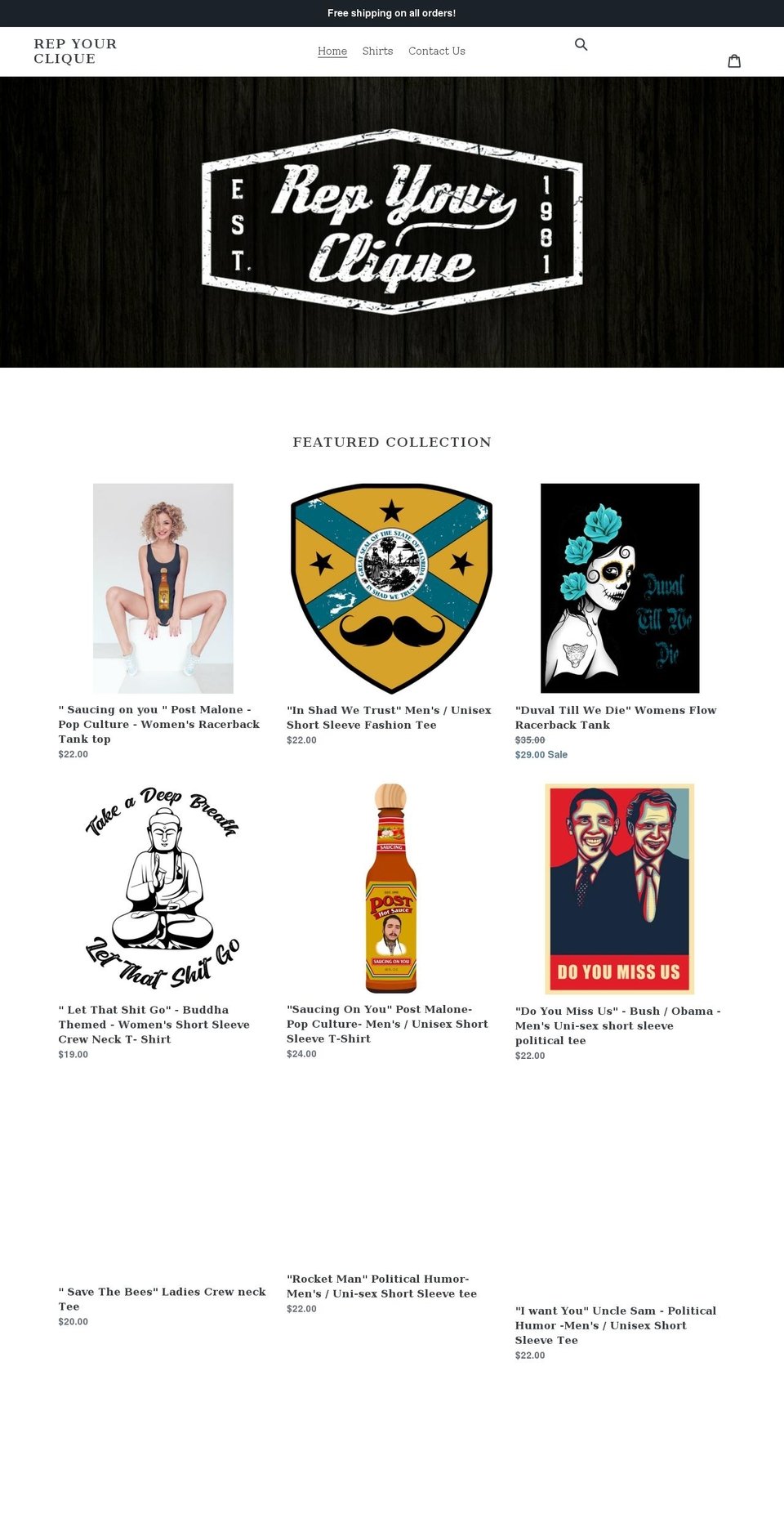 repyourclique.com shopify website screenshot