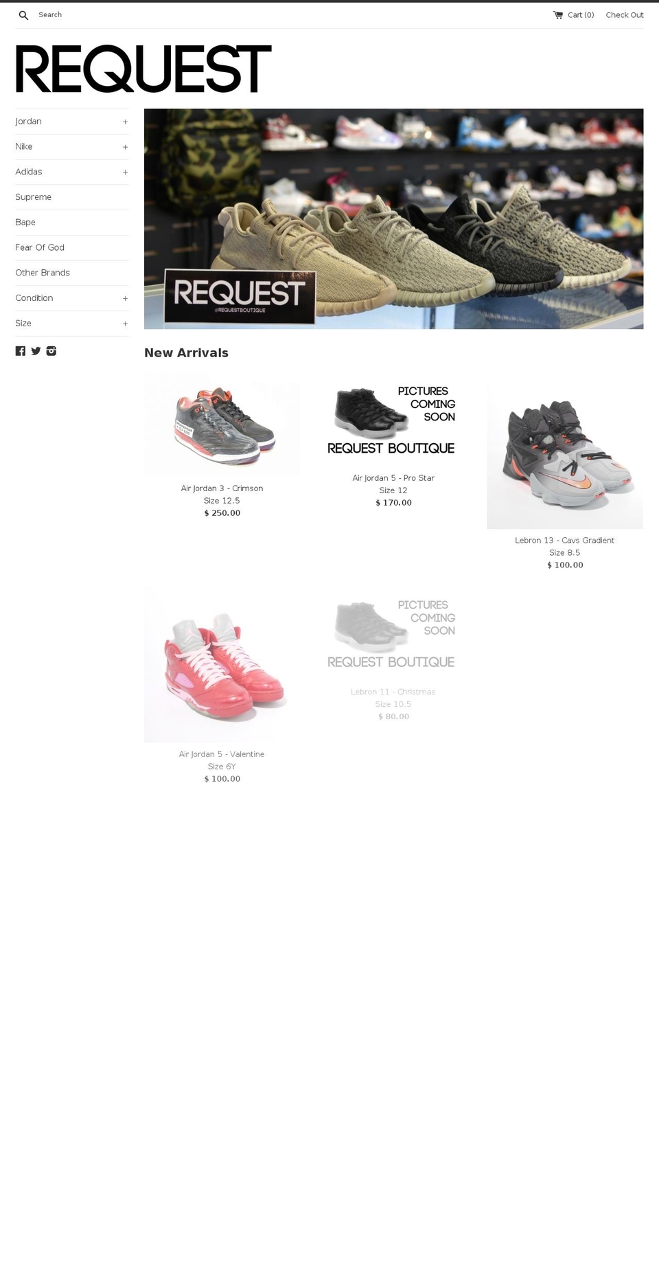 requestboutique.com shopify website screenshot