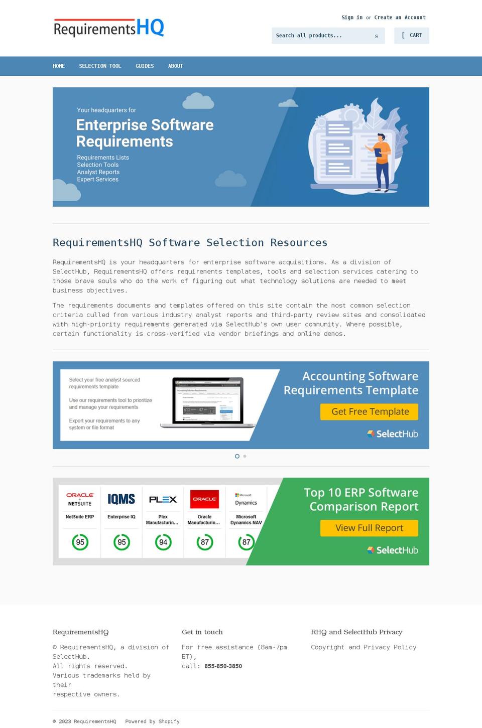 requirementshq.com shopify website screenshot