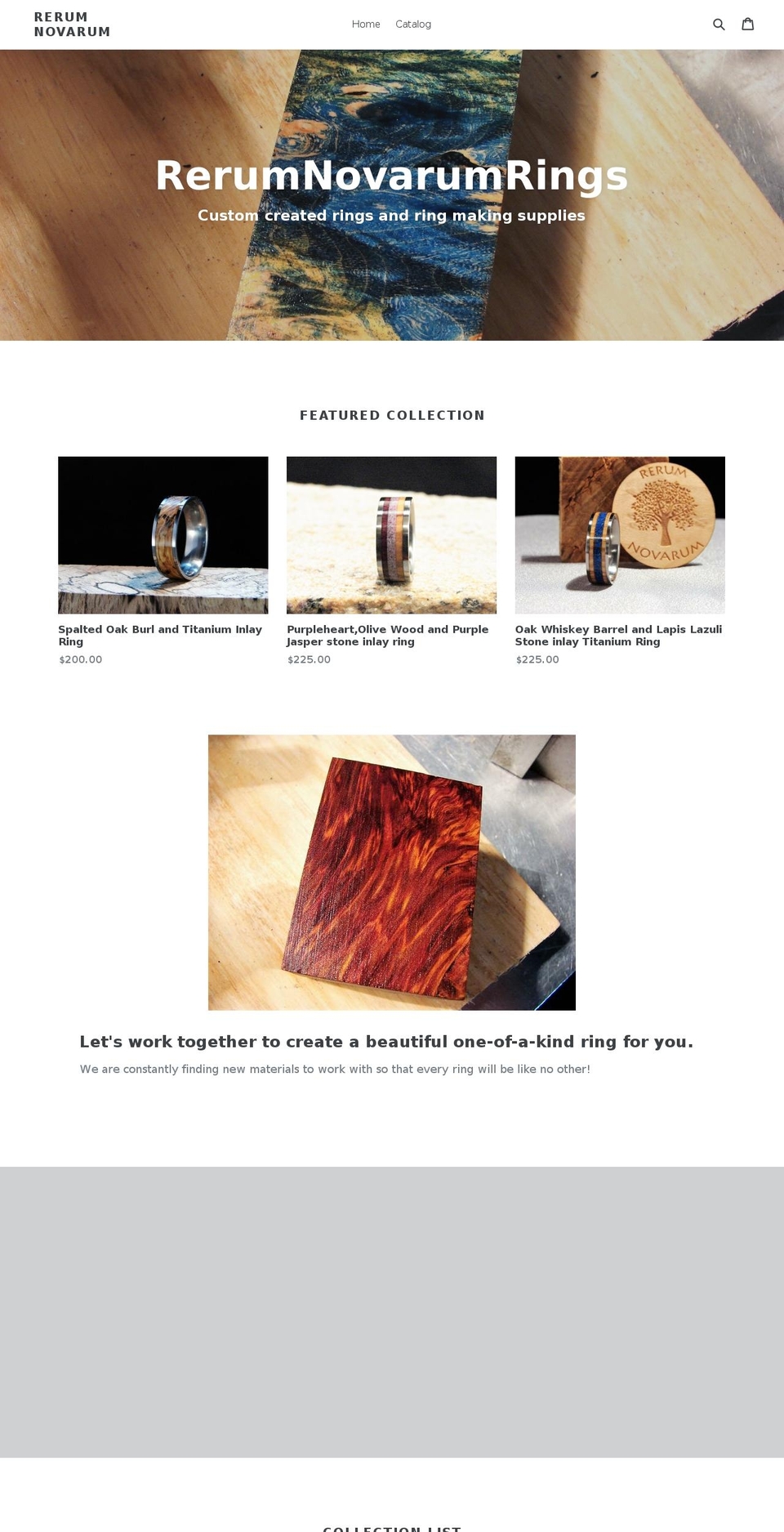 rerumnovarumrings.com — Shopify storefront screenshot