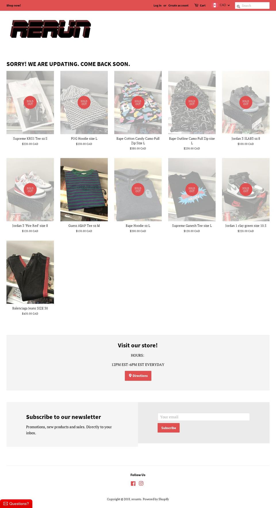 rerunto.com shopify website screenshot