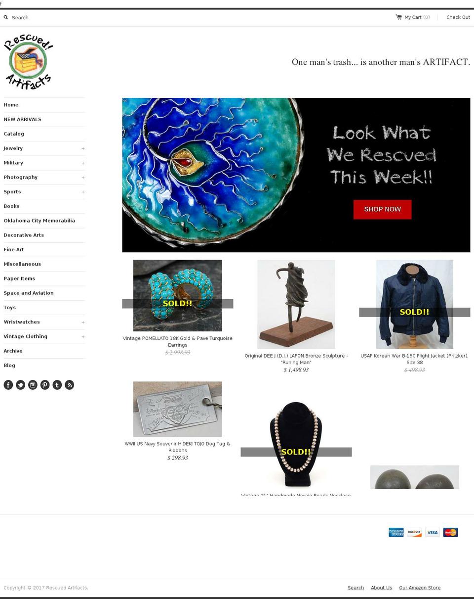 rescuedartifax.com shopify website screenshot