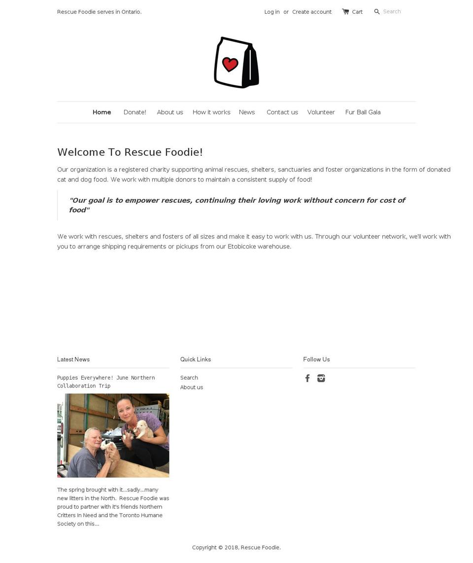 rescuefoodie.org shopify website screenshot