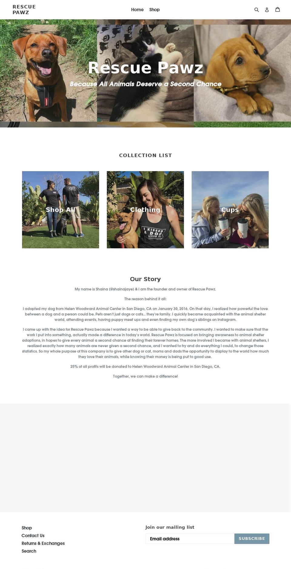 rescuepawz.com — Shopify storefront screenshot