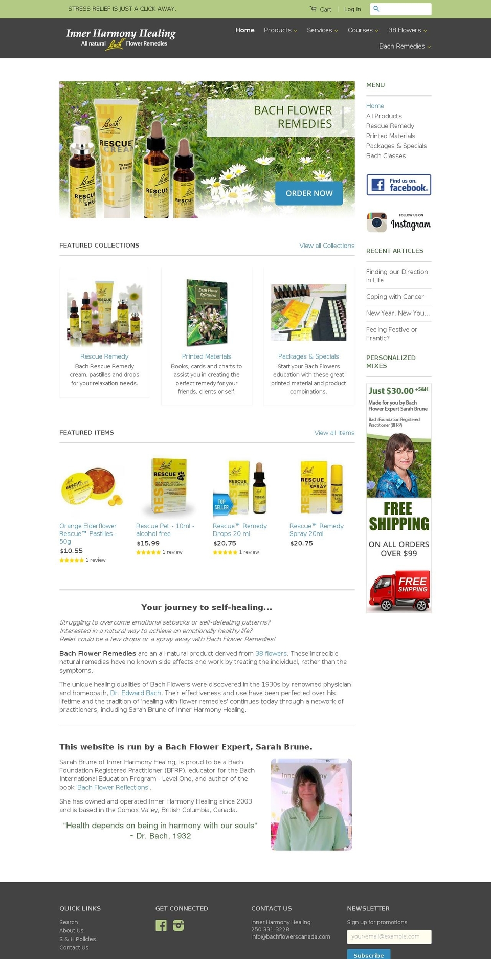 rescueremedycanada.com shopify website screenshot