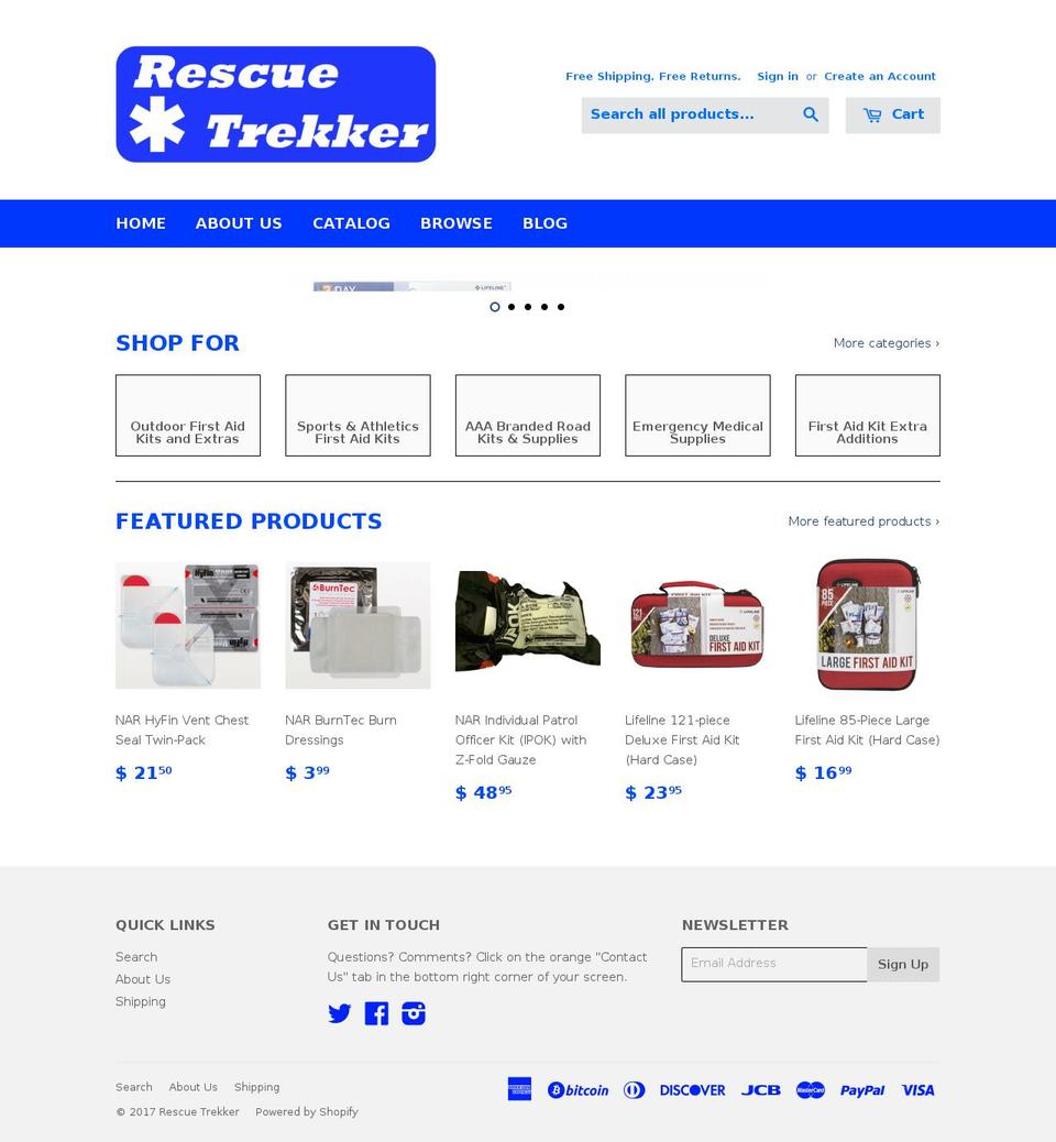 rescuetrekker.com shopify website screenshot