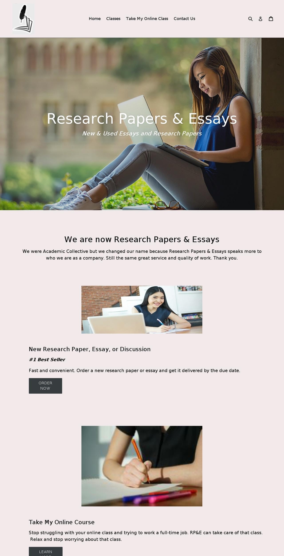 researchpapersandessays.com — Shopify storefront screenshot