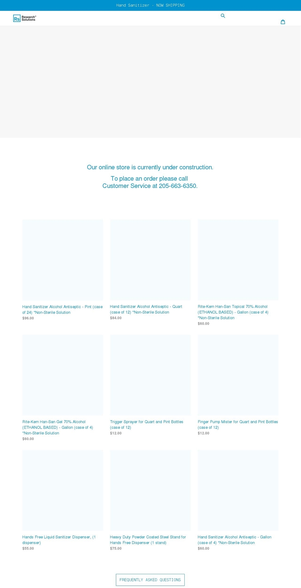 researchsolutionsstore.com shopify website screenshot