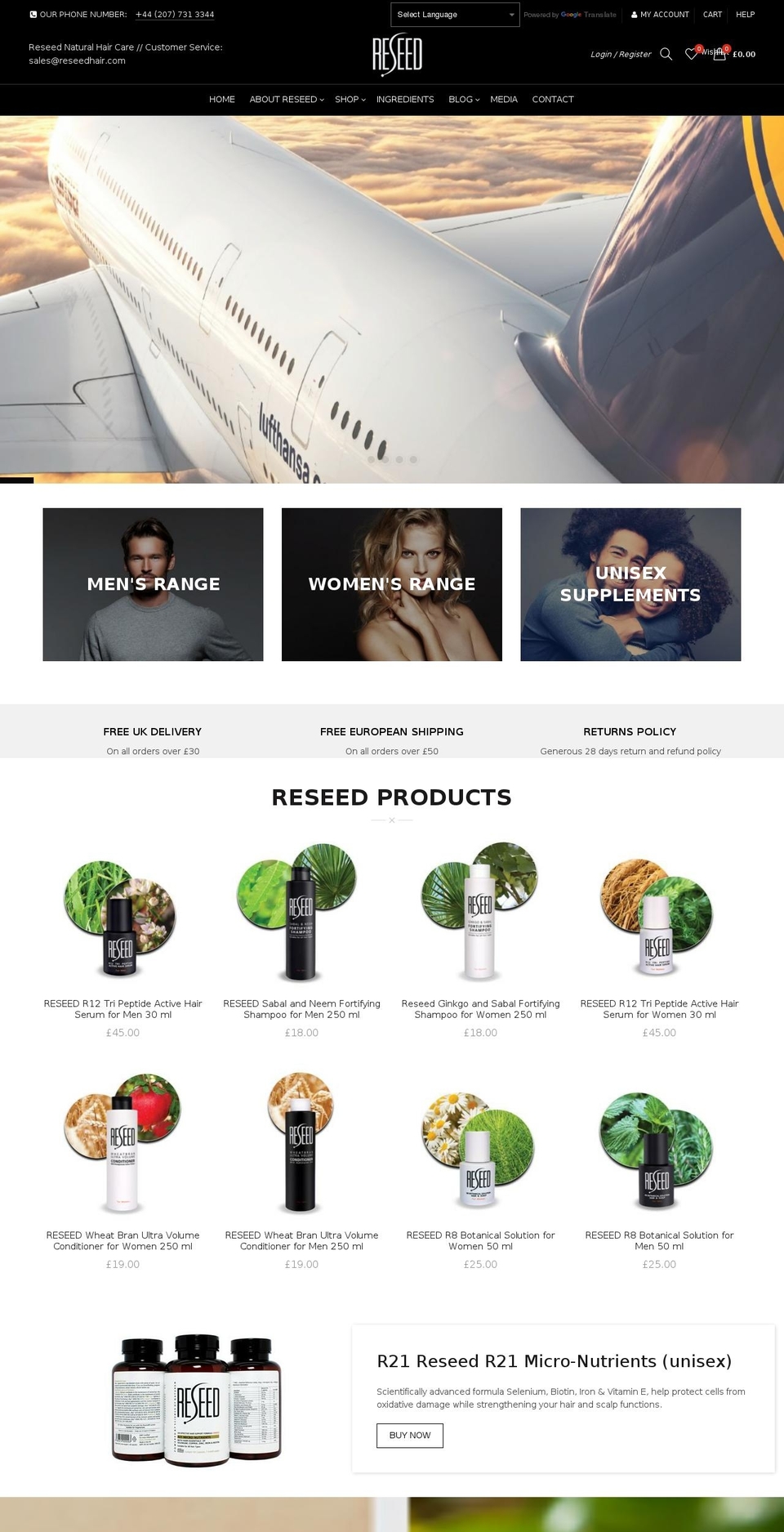 basel Shopify theme site example reseedhair.com