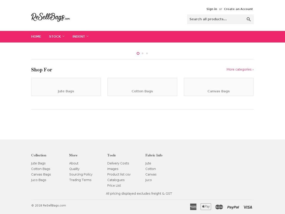 resellbags.com shopify website screenshot