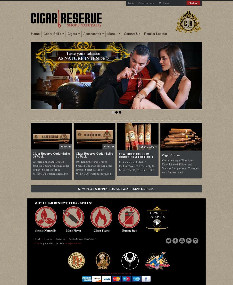 reservecigars.com shopify website screenshot