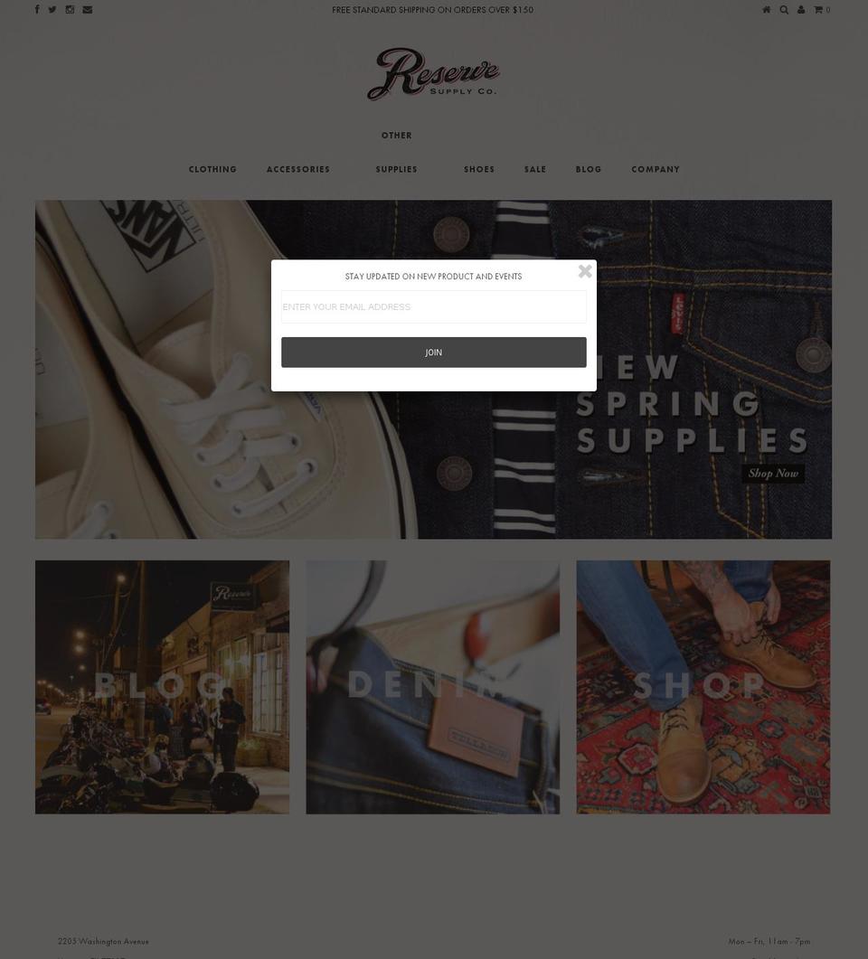 reservesupplycompany.com shopify website screenshot