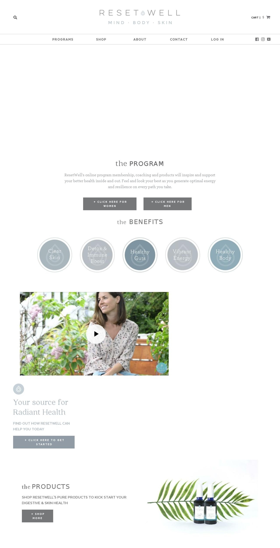 resetwell.com — Shopify storefront screenshot