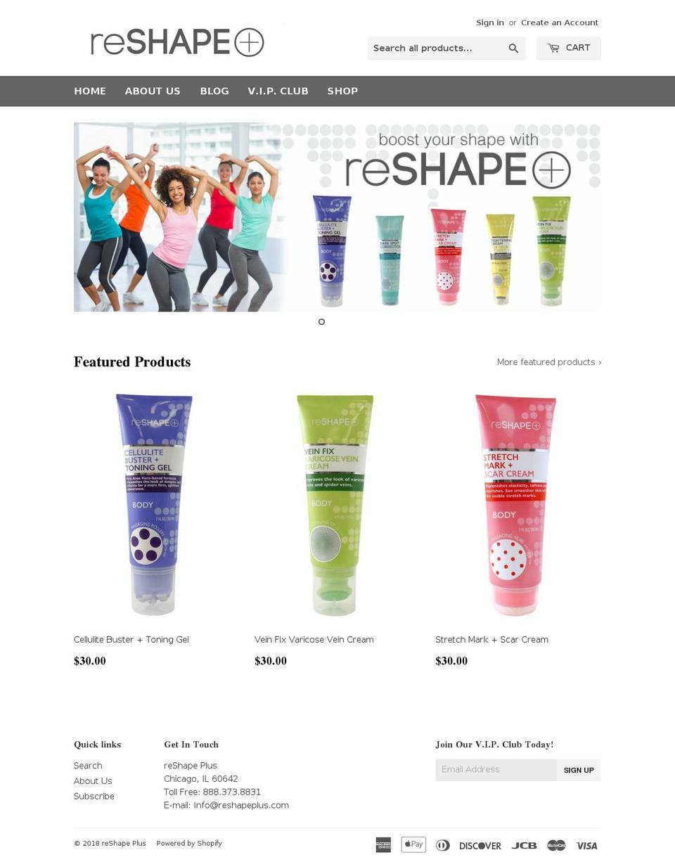 reshapeplus.com shopify website screenshot