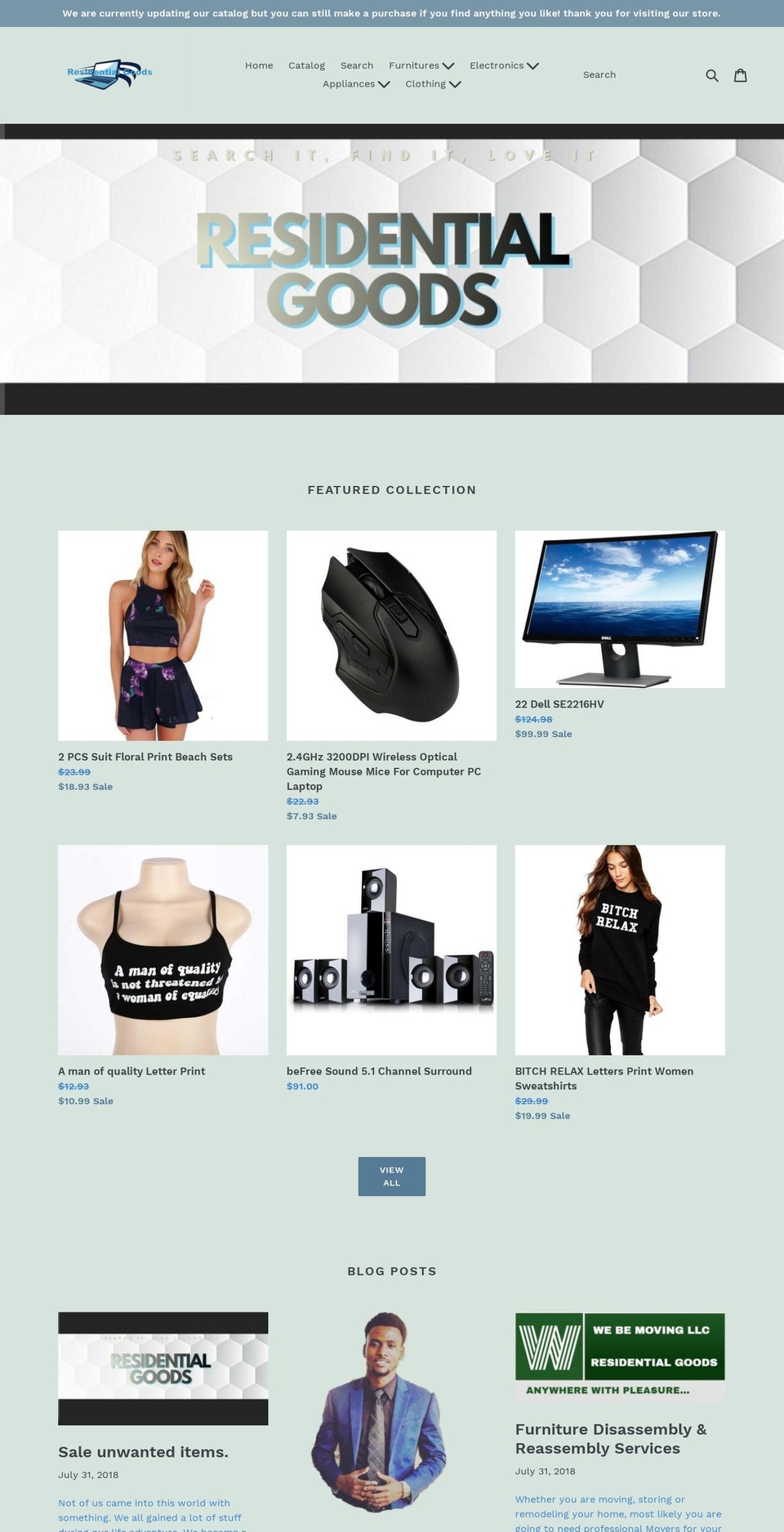 residentialgoods.com shopify website screenshot